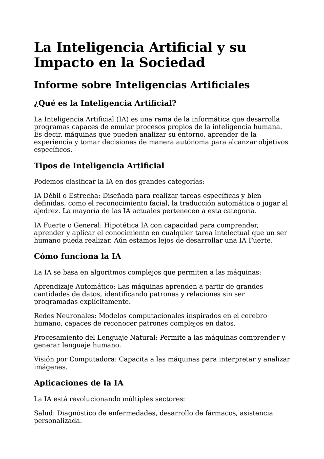 La Inteligencia Artificial y su Impacto en la Sociedad | Apuntes de ...