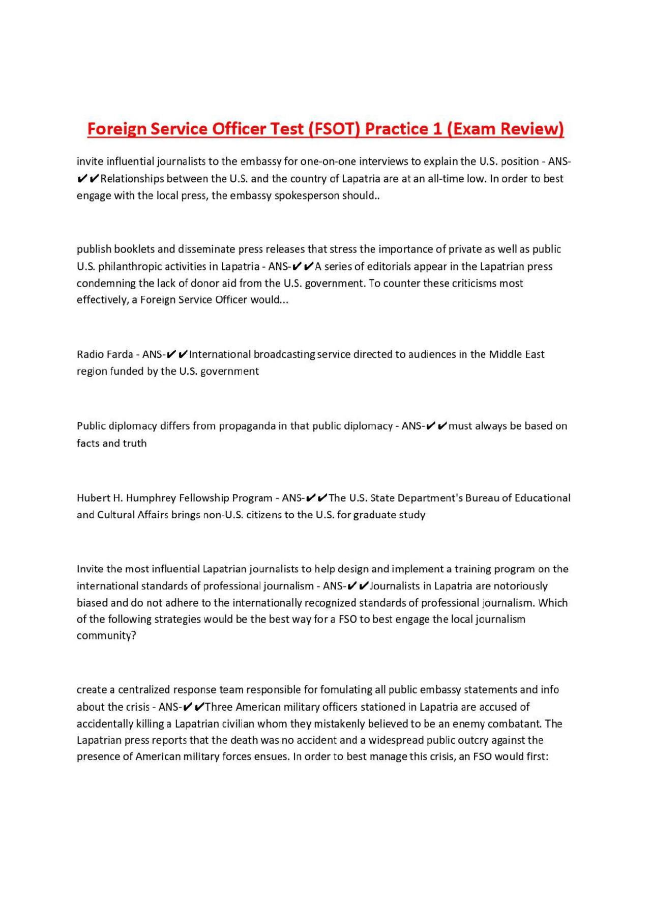 Fsot Example Questions Foreign Service Officer Test (FSOT) Practice 1 (Exam Review) | Exams ...