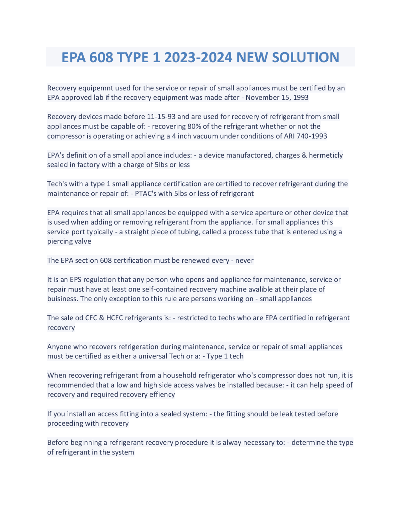EPA 608 Type 1 Certification for Small Appliance Refrigerant Recovery ...
