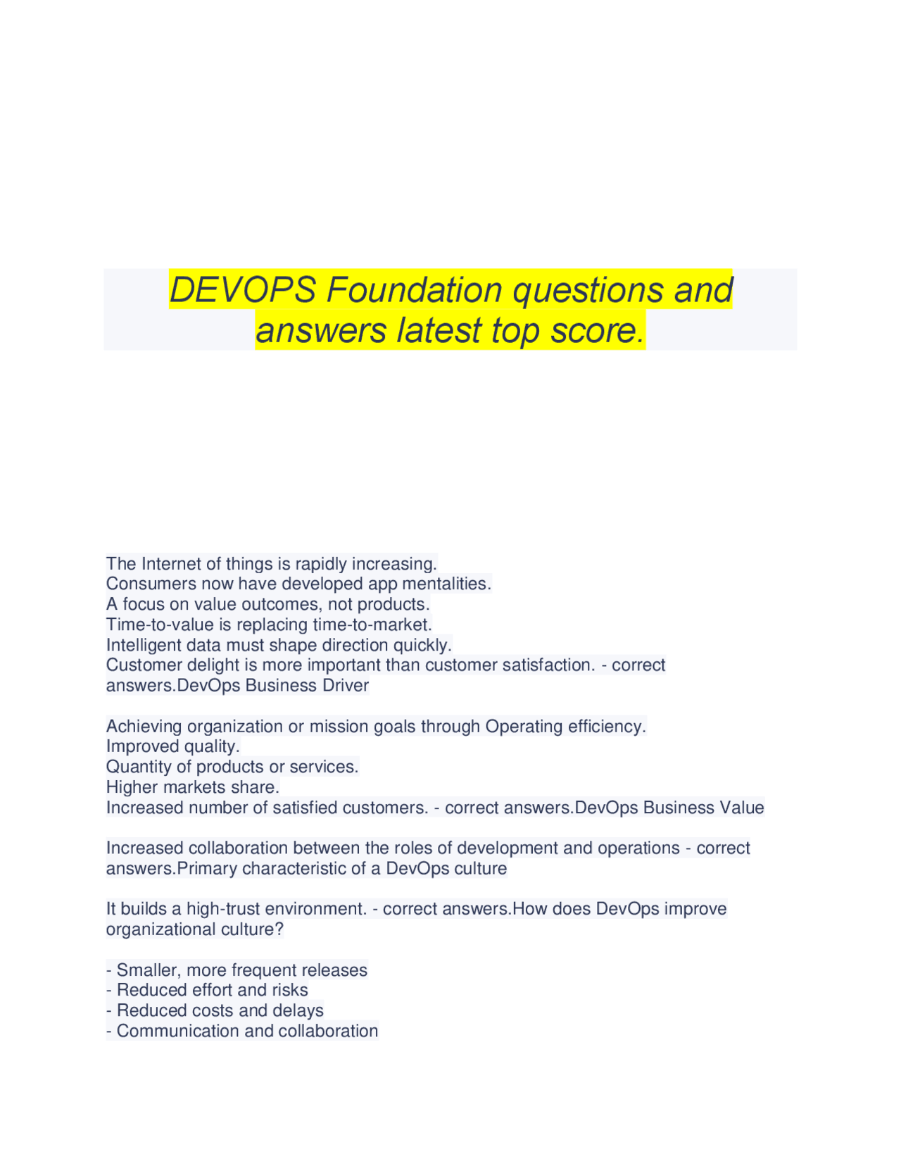 DevOps Foundation Questions and Answers: A Comprehensive Guide | Exams ...