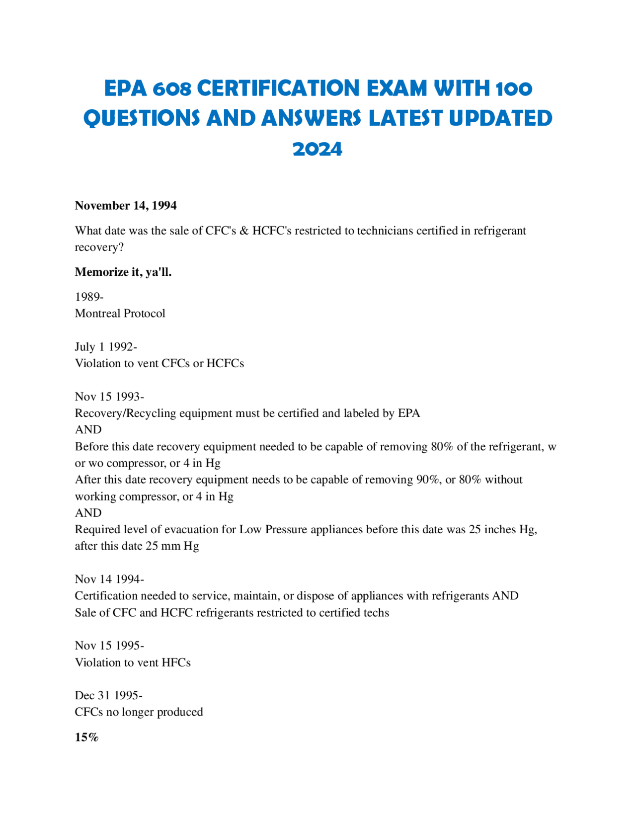 EPA 608 Certification Exam: Questions and Answers for Technicians ...