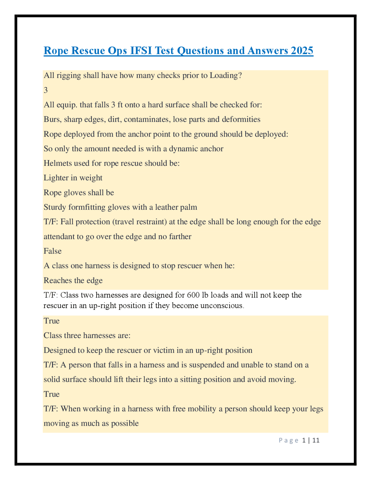 Job Application Rope Question Rope Rescue Operations: IFSI Test Questions and Answers 2025 | Exams ...
