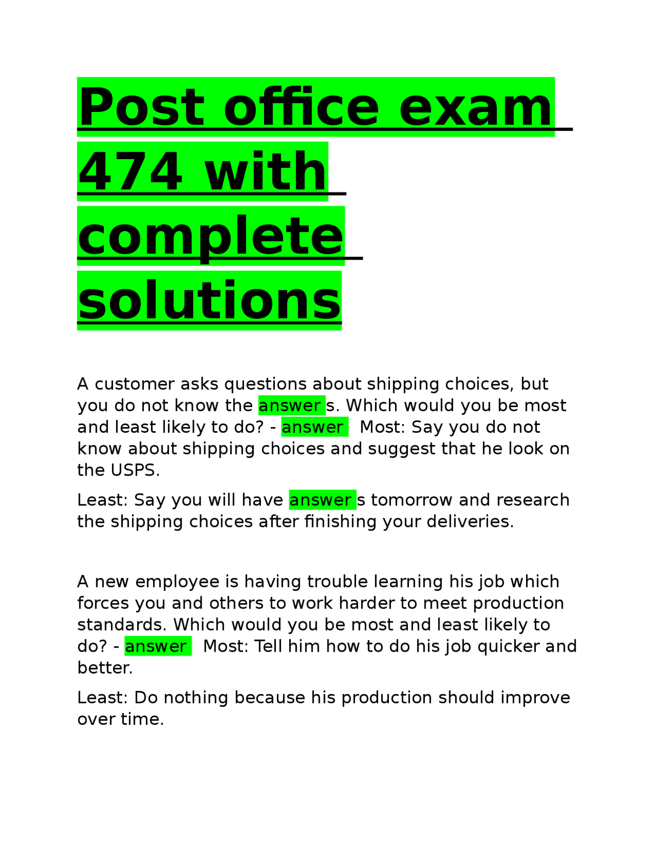 Mailstore Exam Example Post Office Exam Preparation: Scenarios and Questions | Exams Biology ...
