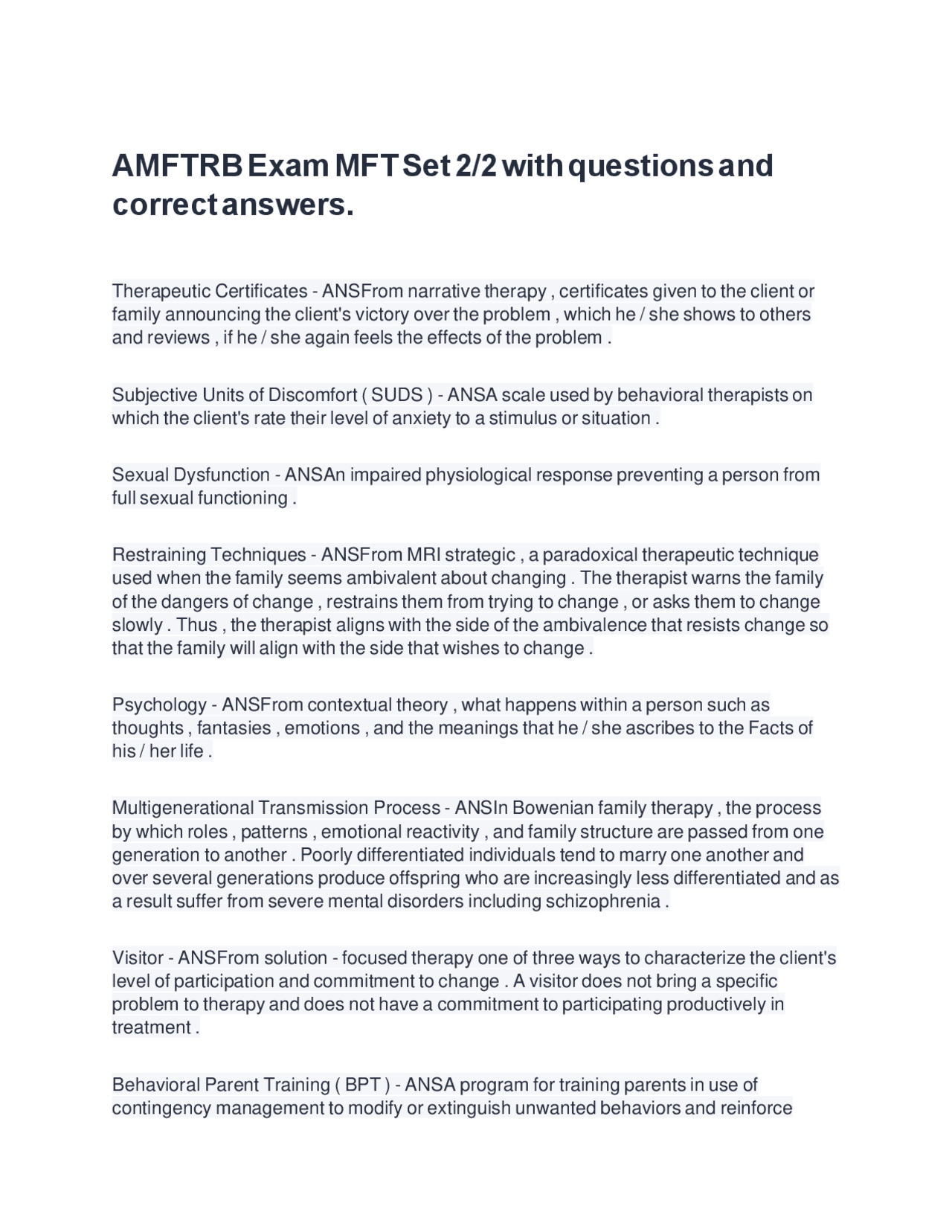 AMFTRB Exam MFT Set 2/2: Definitions and Explanations | Exams Public ...