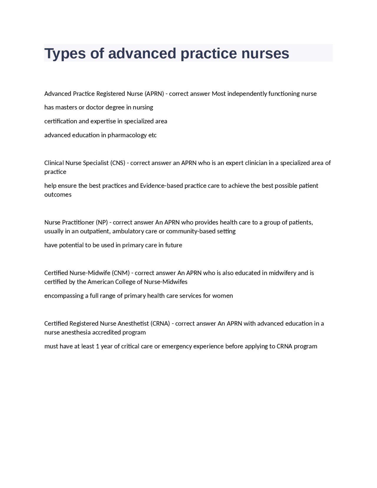 Types of Advanced Practice Nurses: A Comprehensive Overview | Exams ...