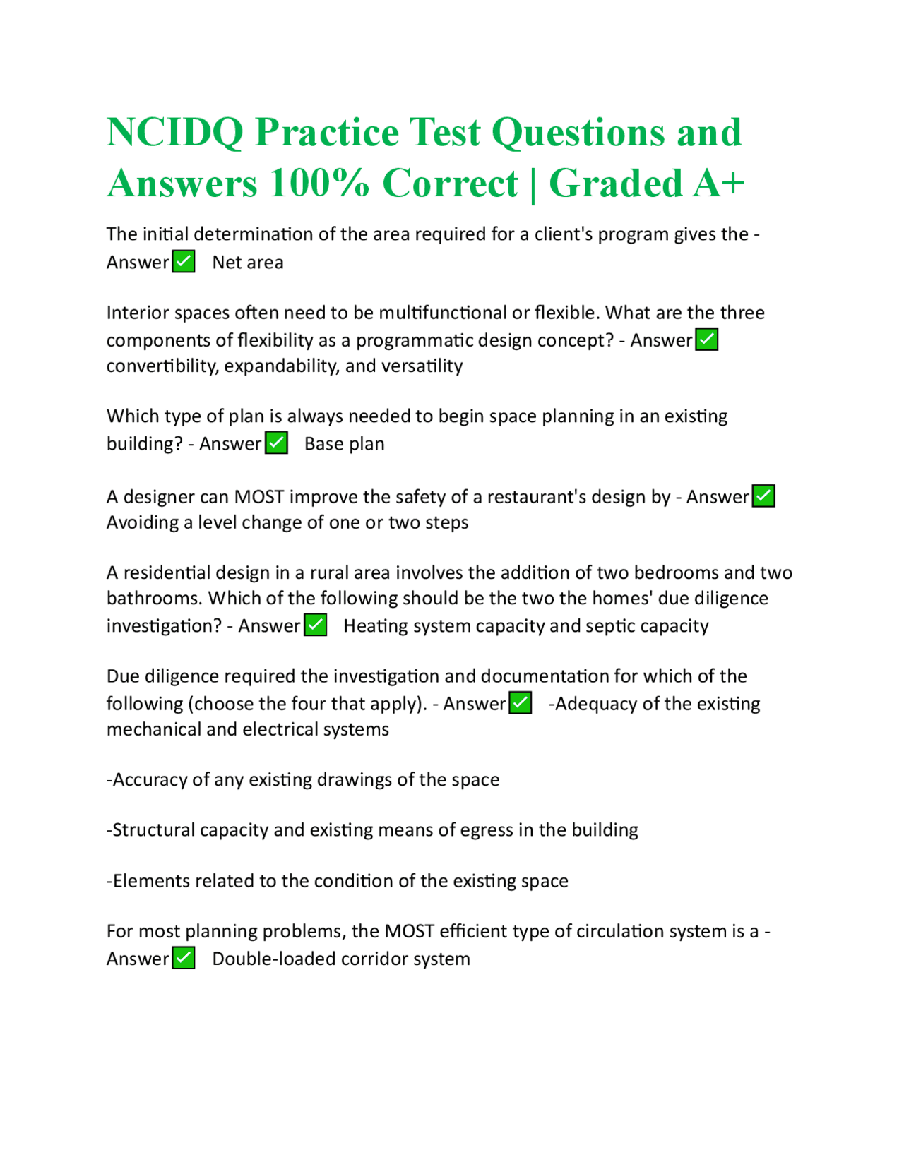NCIDQ Practice Test Questions and Answers: Interior Design Fundamentals ...