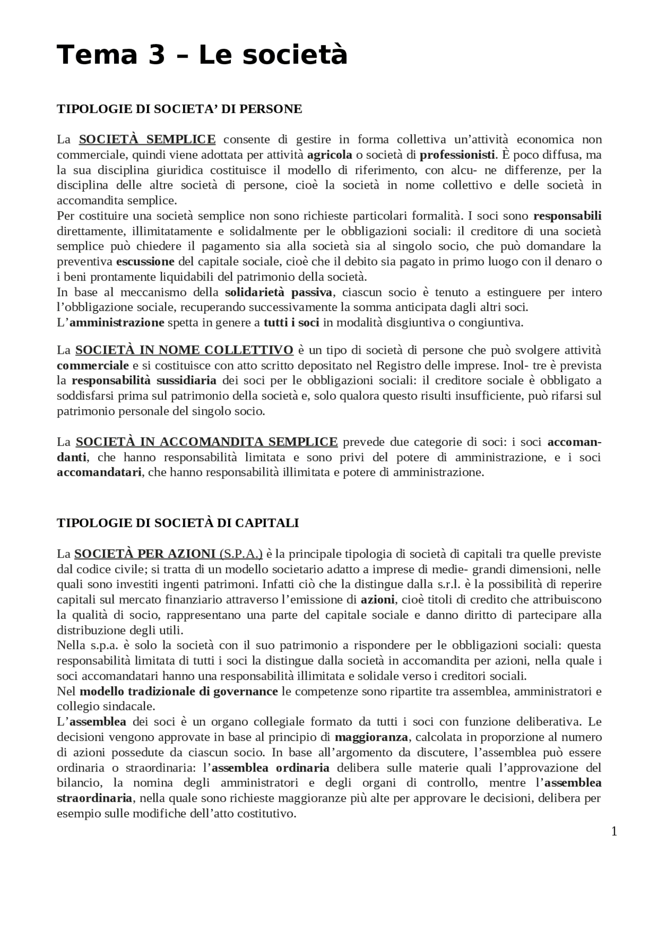 societa capitali e di persone