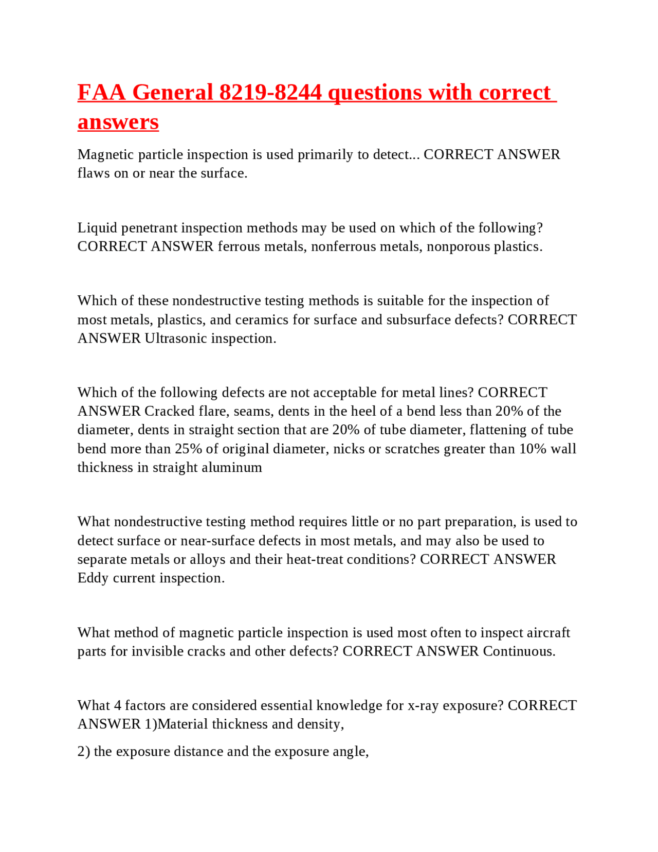 Faa Question Cdi Fix FAA General 8219-8244 Questions and Answers: Nondestructive Testing ...