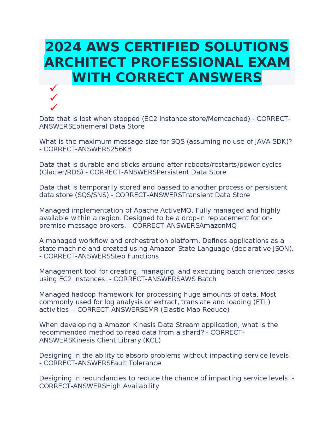 AWS Certified Solutions Architect Professional Exam Questions and ...