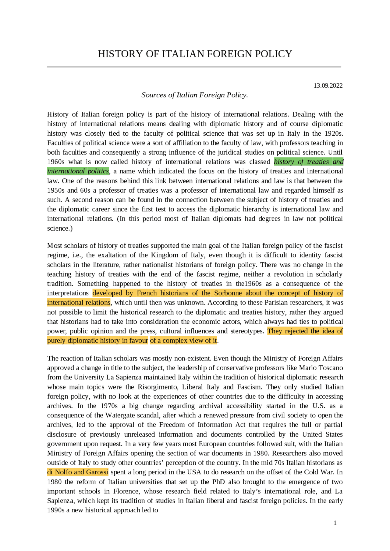 Analysis of Italian Foreign Policy: From Unification to the 1980s ...