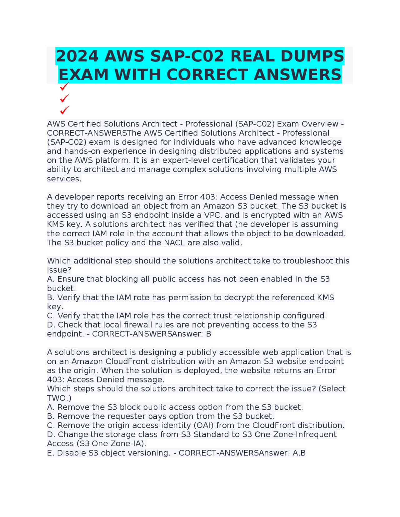 AWS Certified Solutions Architect - Professional (SAP-C02) Exam ...