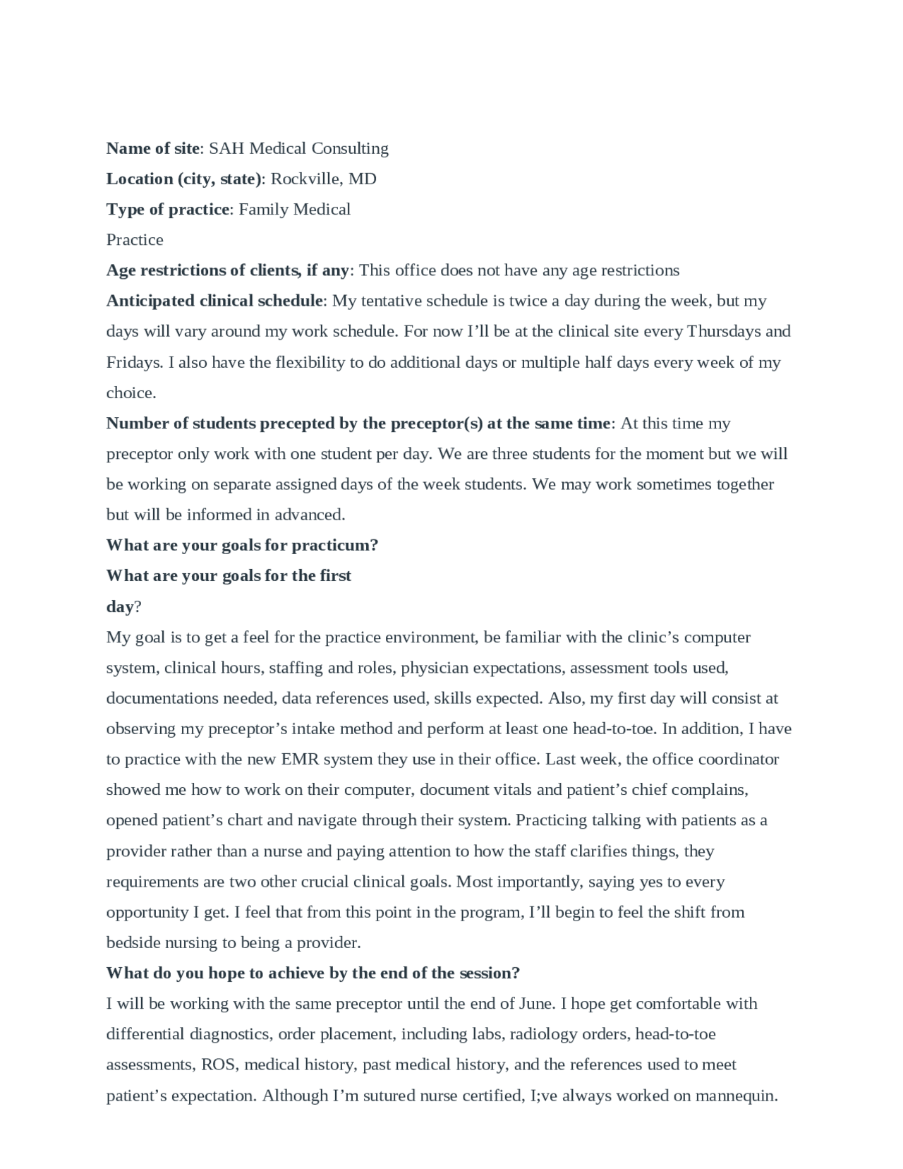 FNP Practicum Rotation: A Guide for Success | Assignments Nursing | Docsity