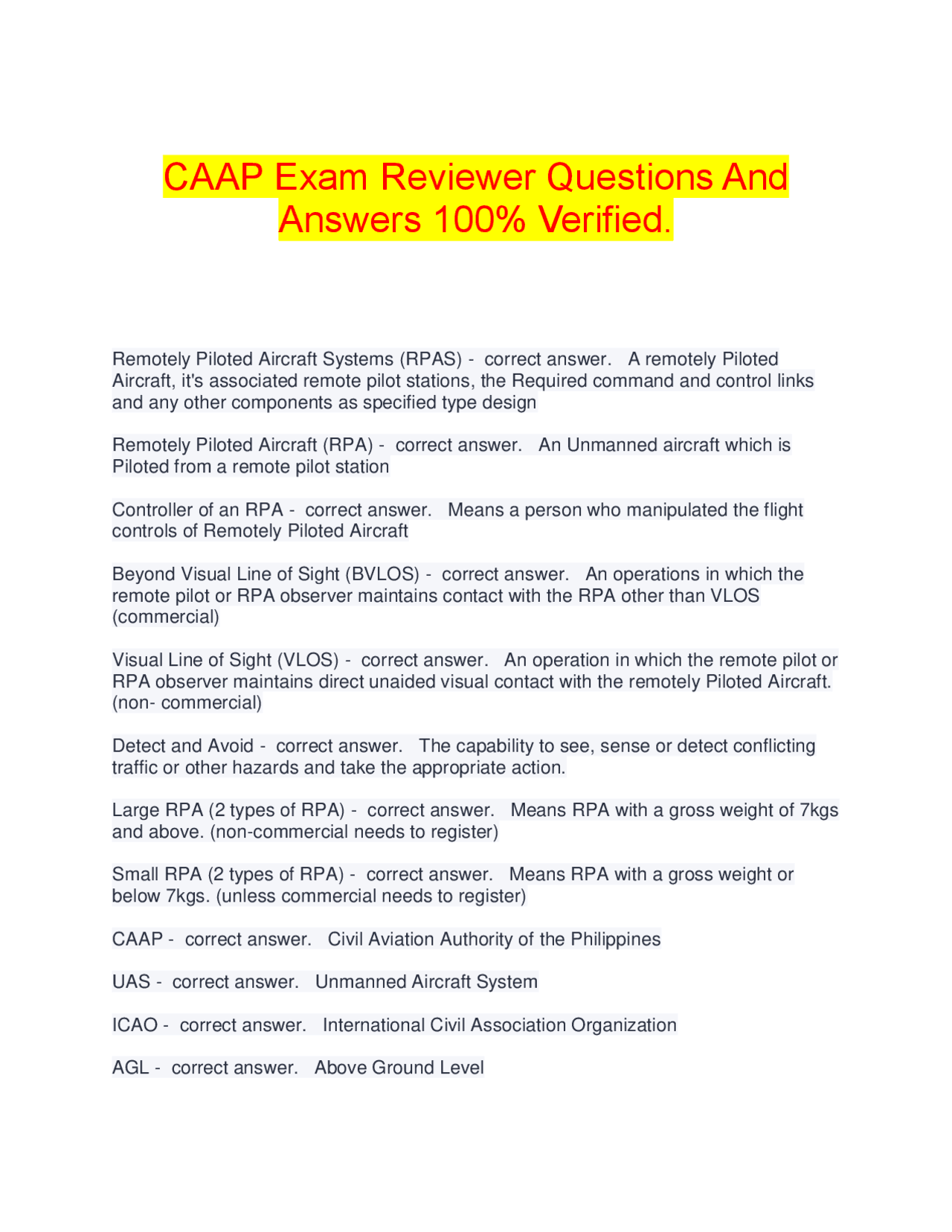 Caab Question CAAP Exam Reviewer Questions And Answers | Exams Advanced Education ...