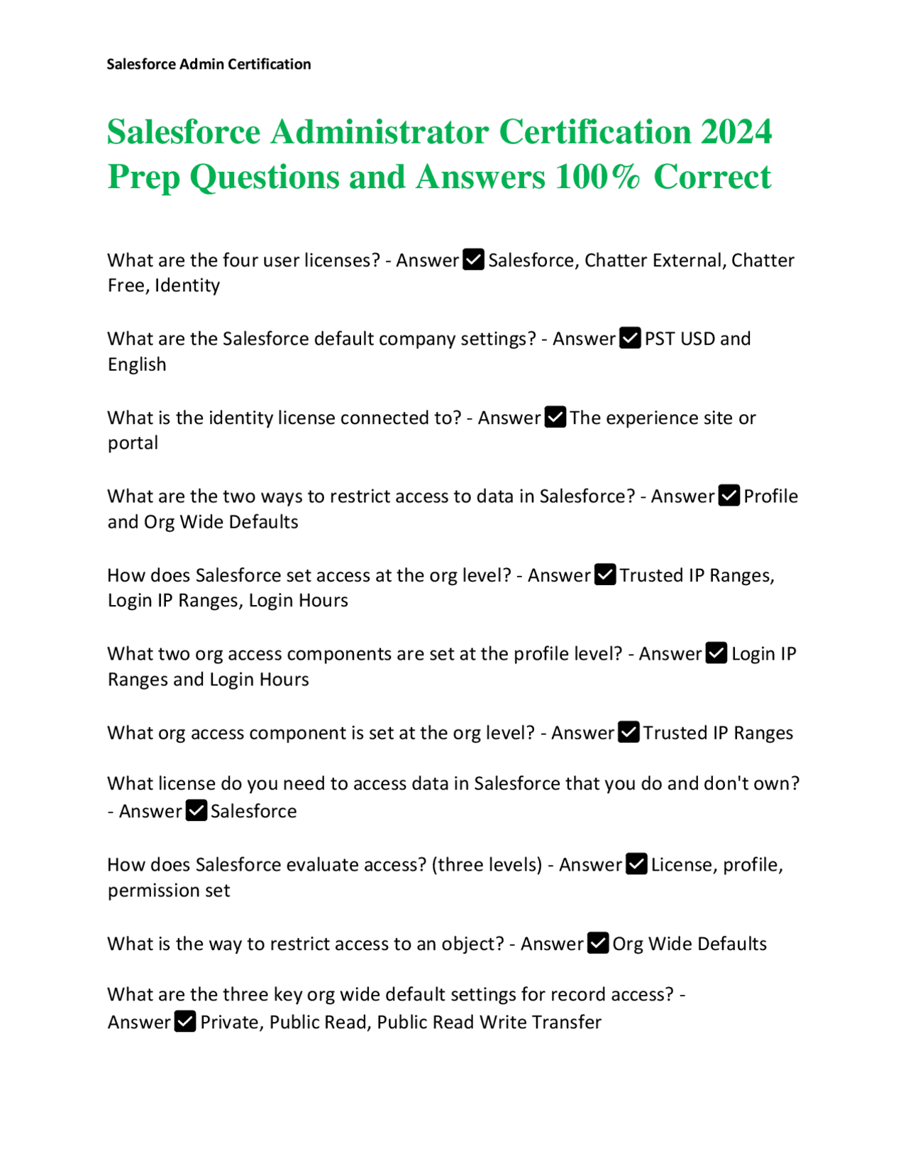 Salesforce Admin Certification Prep Questions and Answers | Exams ...