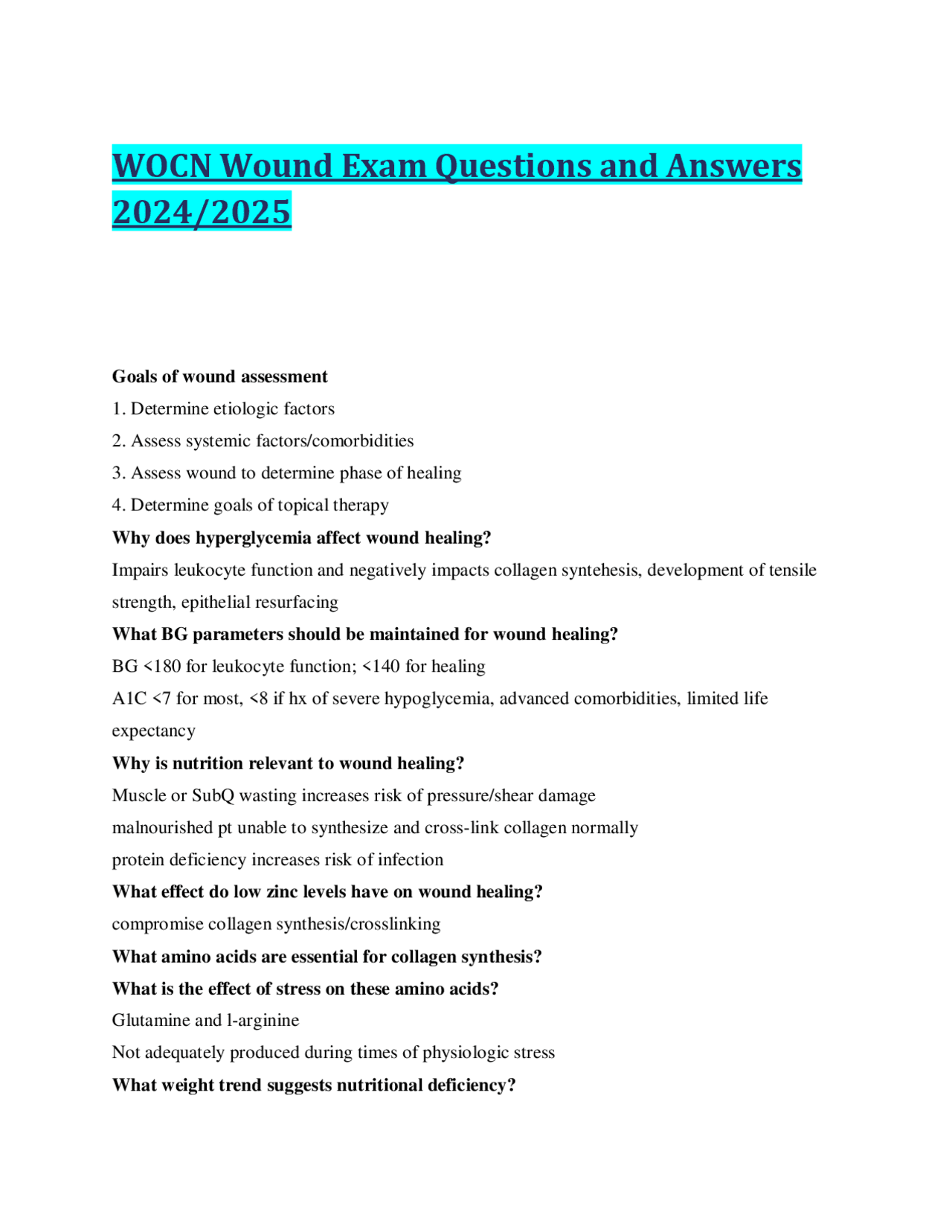Wound Care Exam Questions and Answers: A Comprehensive Guide for Nurses ...