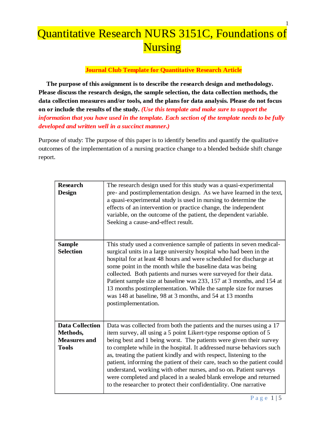 Journal Club Template for Quantitative - Df2e3b829a196718fb2bb0175984cf9c