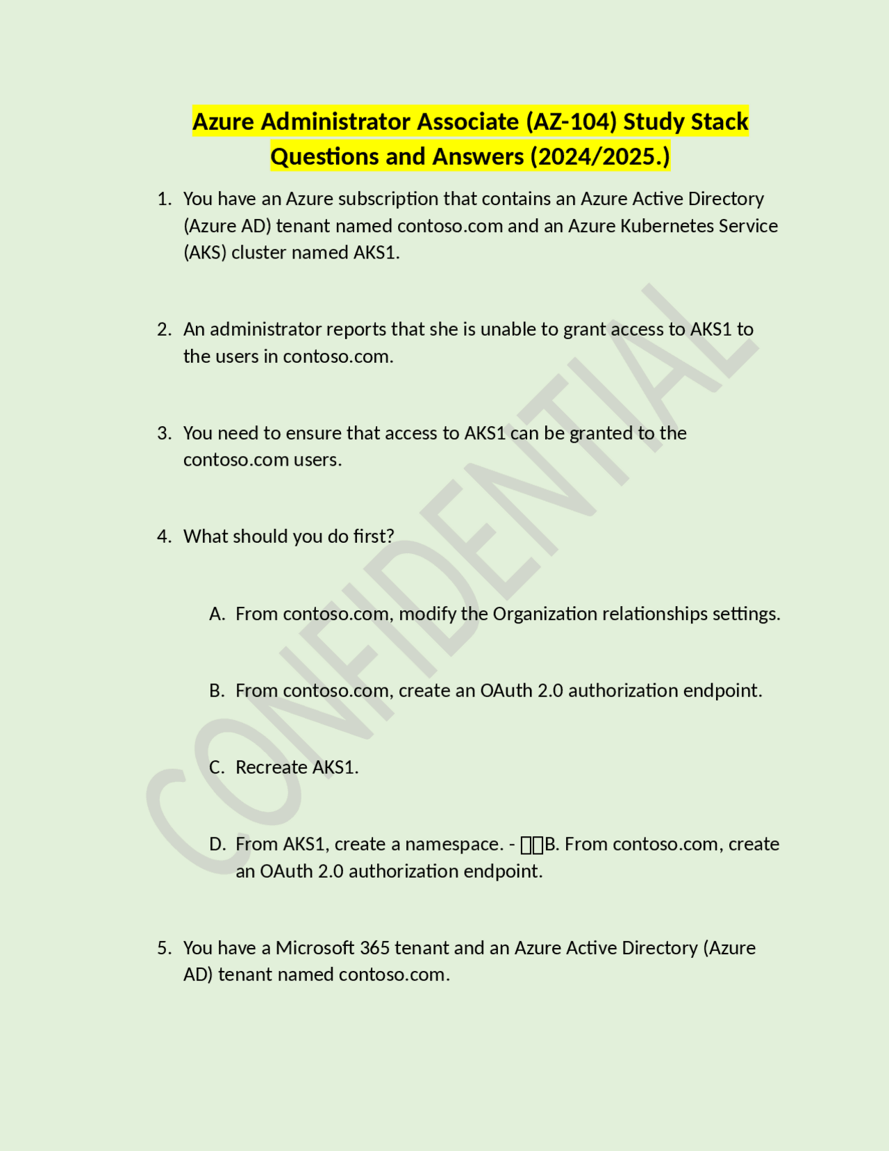 Azure Administrator Associate (AZ-104) Study Stack: Questions and ...