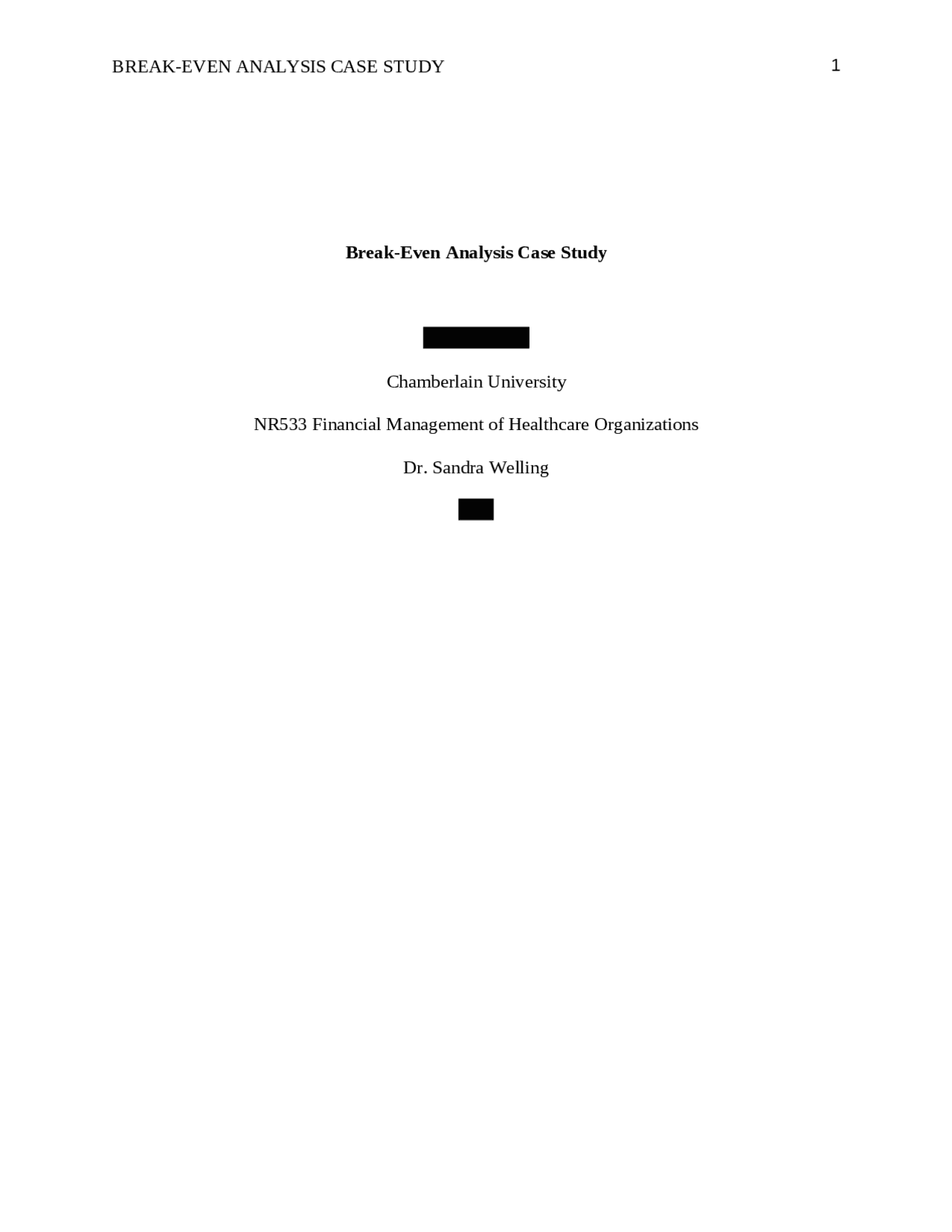 NR 533 Week 5 Assignment; Break-Even Analysis Case Study | Assignments ...