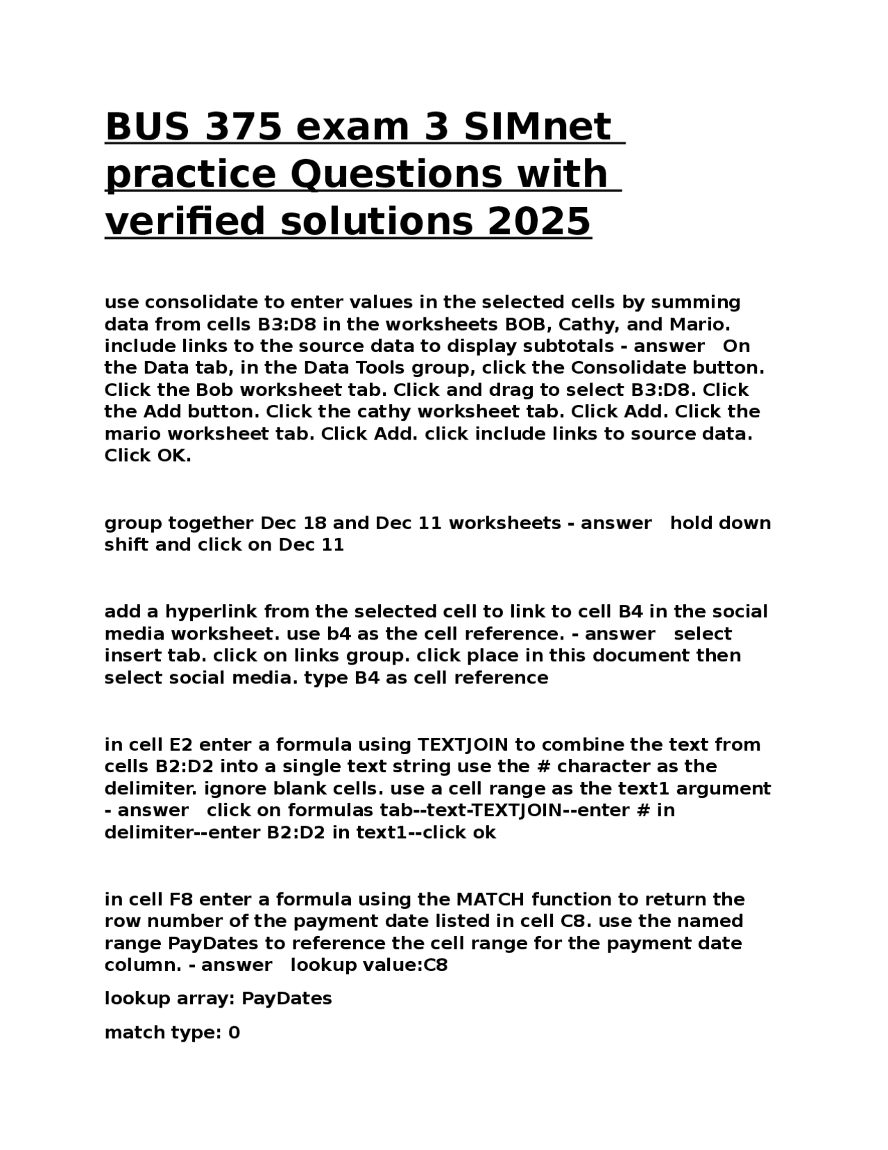 BUS 375 Exam 3 SIMnet Practice Questions with Verified Solutions 2025 ...