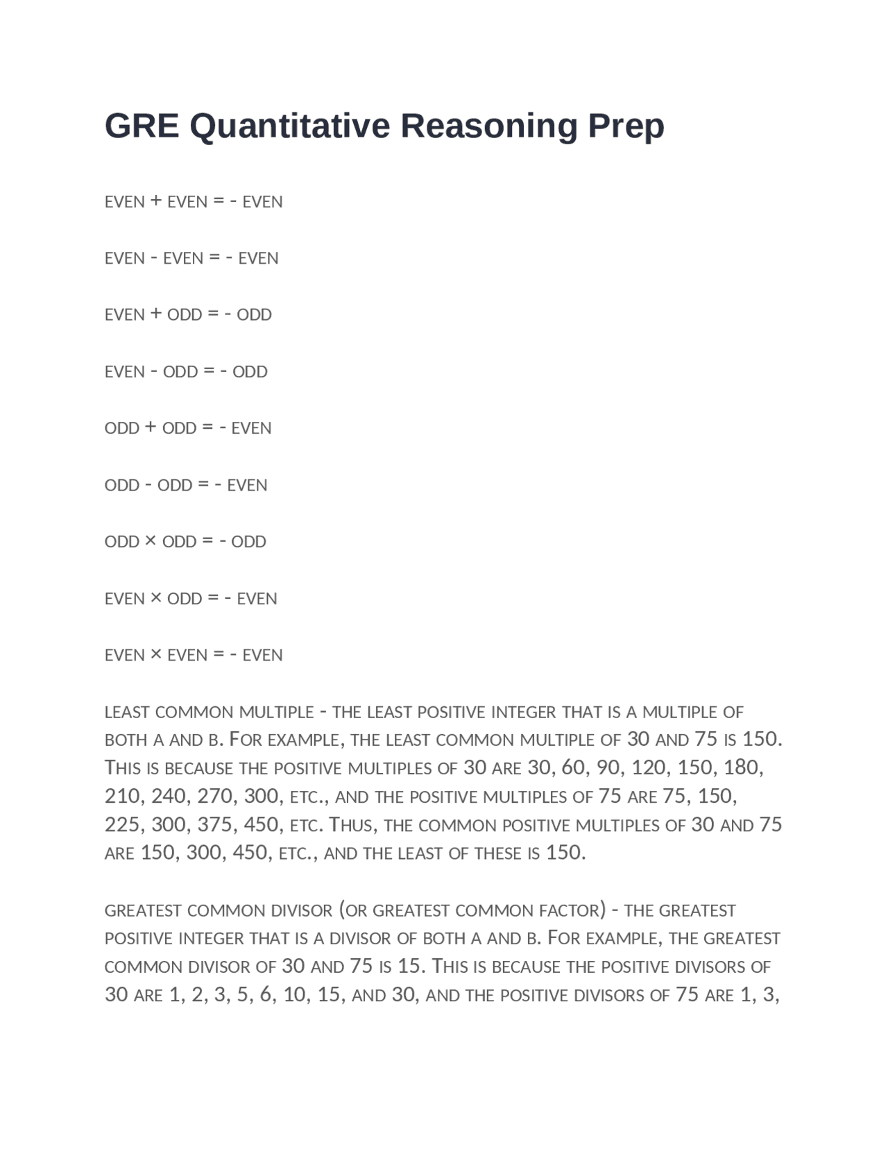 GRE Quantitative Reasoning Prep | Exams Advanced Education | Docsity