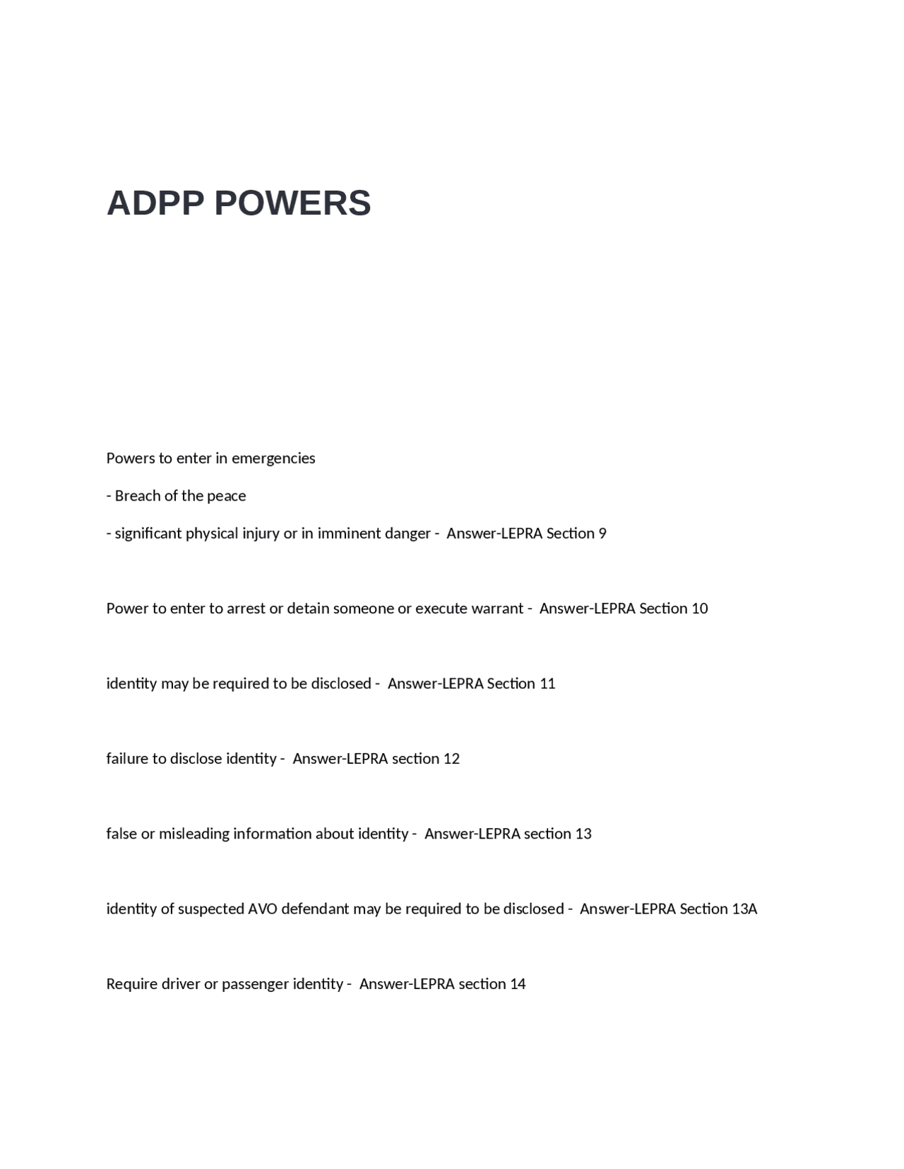 ADPP POWERS TEST QUESTIONS AND ANSWERS | Exams Nursing | Docsity