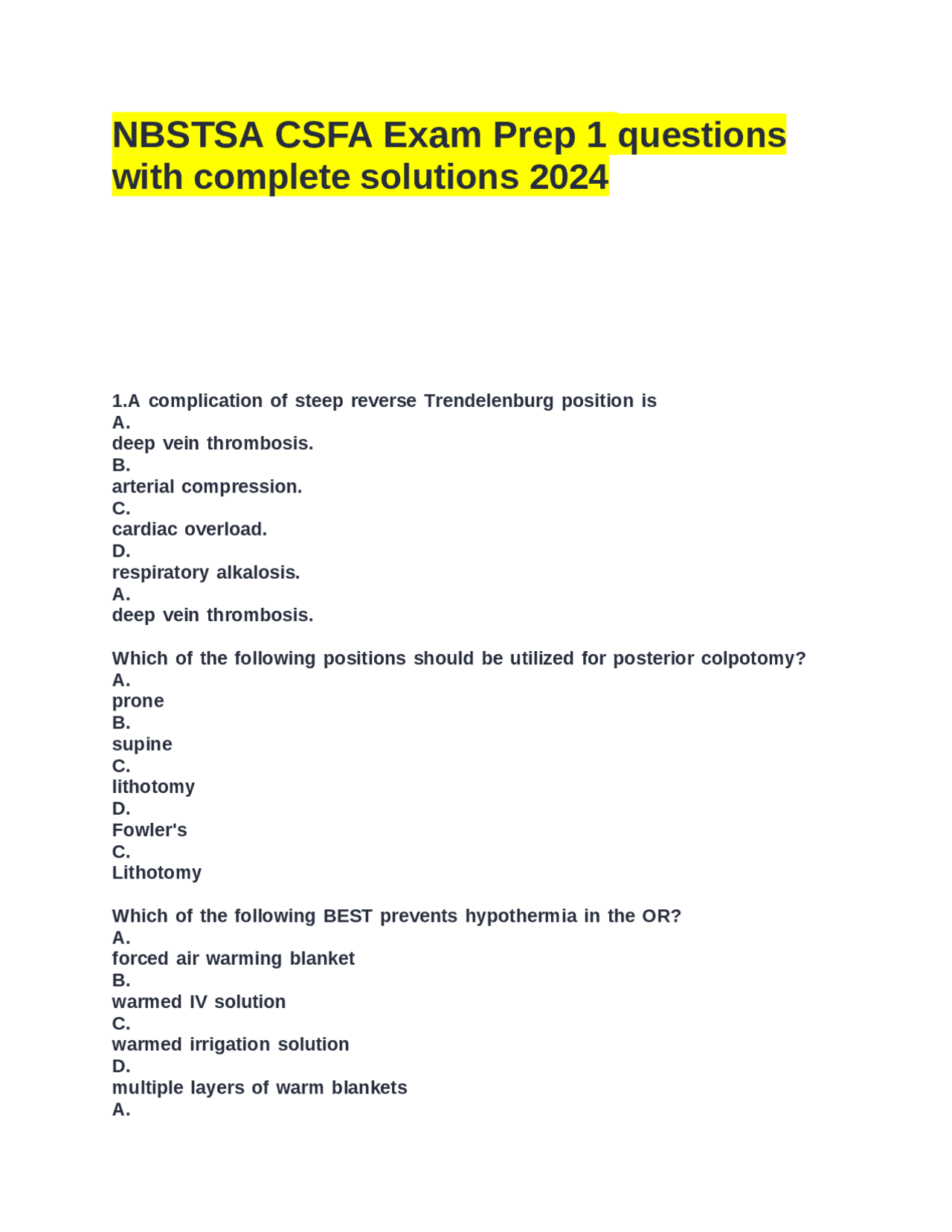 NBSTSA CSFA Exam Prep 1: Multiple Choice Questions and Answers | Exams ...