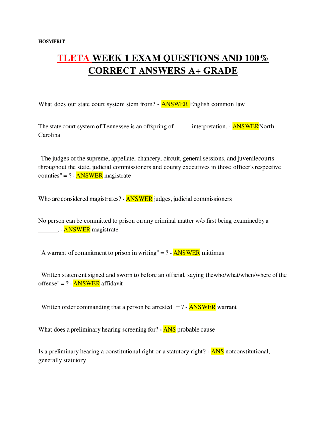 TLETA WEEK 1 EXAM QUESTIONS AND 100% CORRECT ANSWERS A+ GRADE | Exams ...
