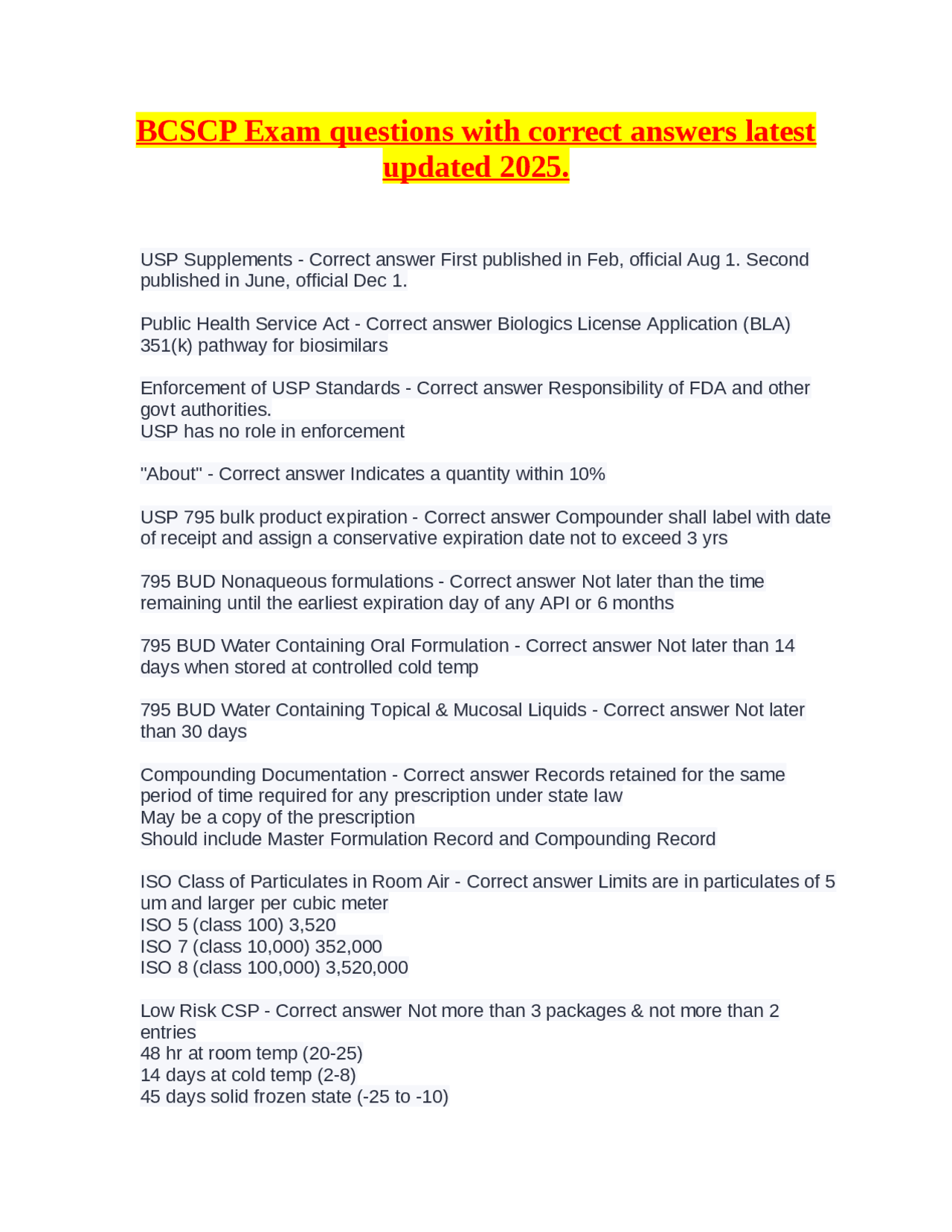Bcsc Question BCSCP Exam questions with correct answers latest updated 2025. | Exams ...