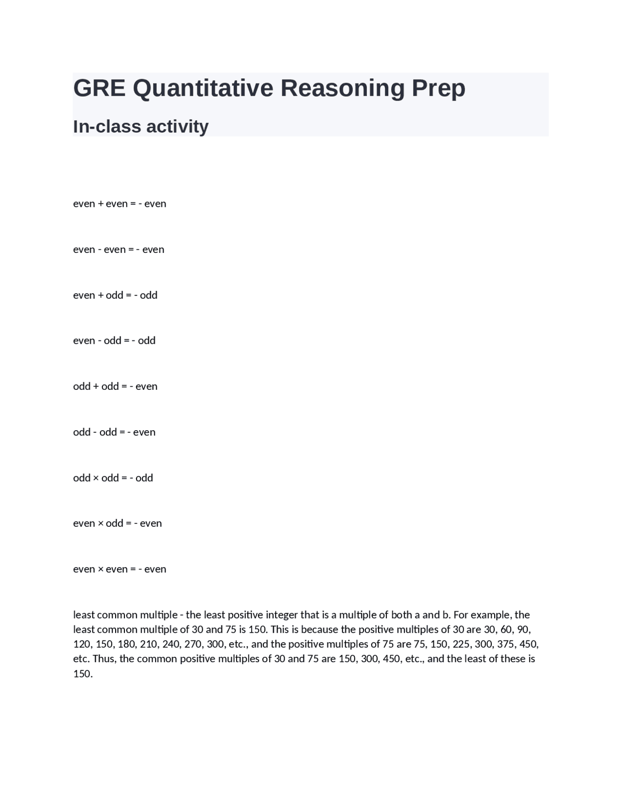 GRE Quantitative Reasoning Prep | Exams Nursing | Docsity