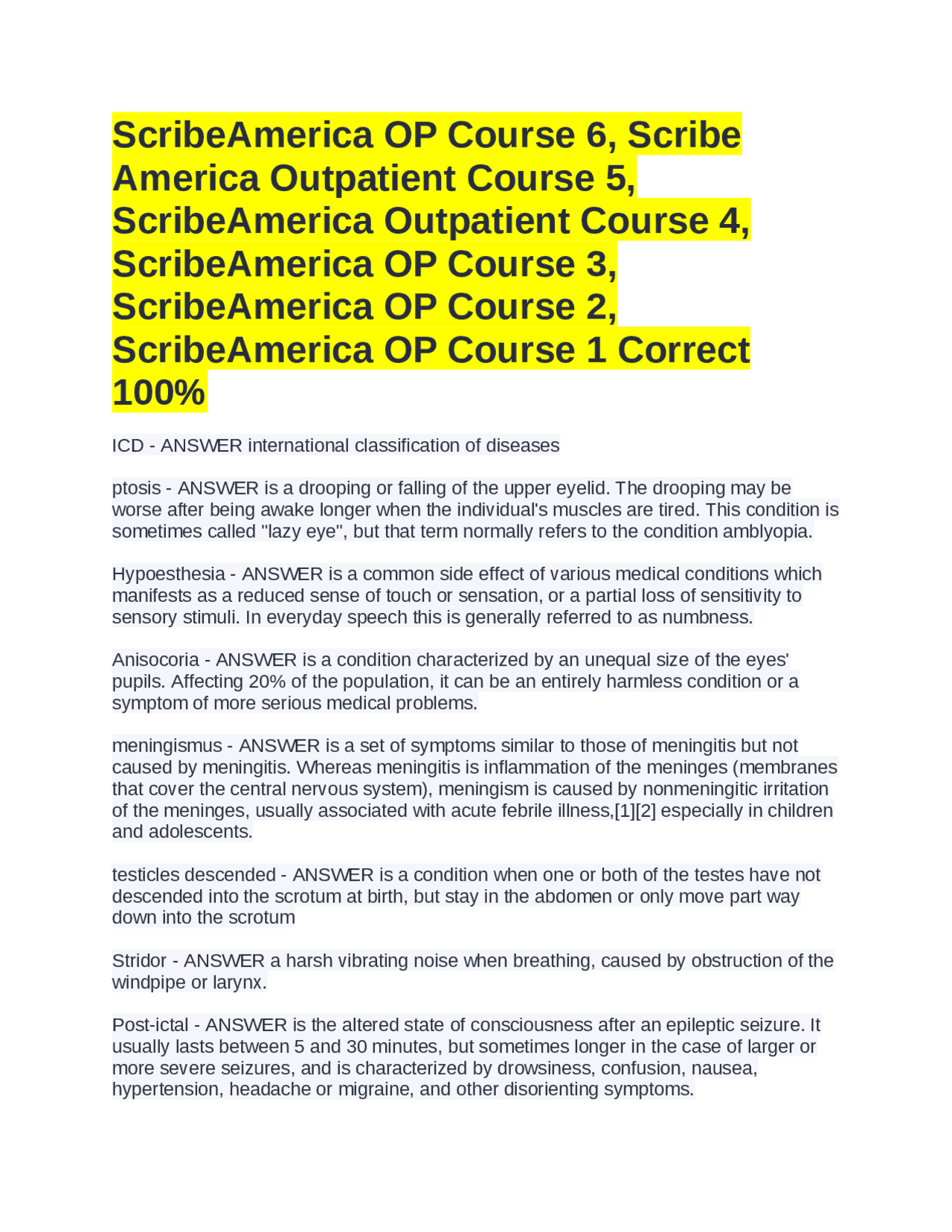 ScribeAmerica OP Course 6, Scribe America Outpatient Course 5 ...