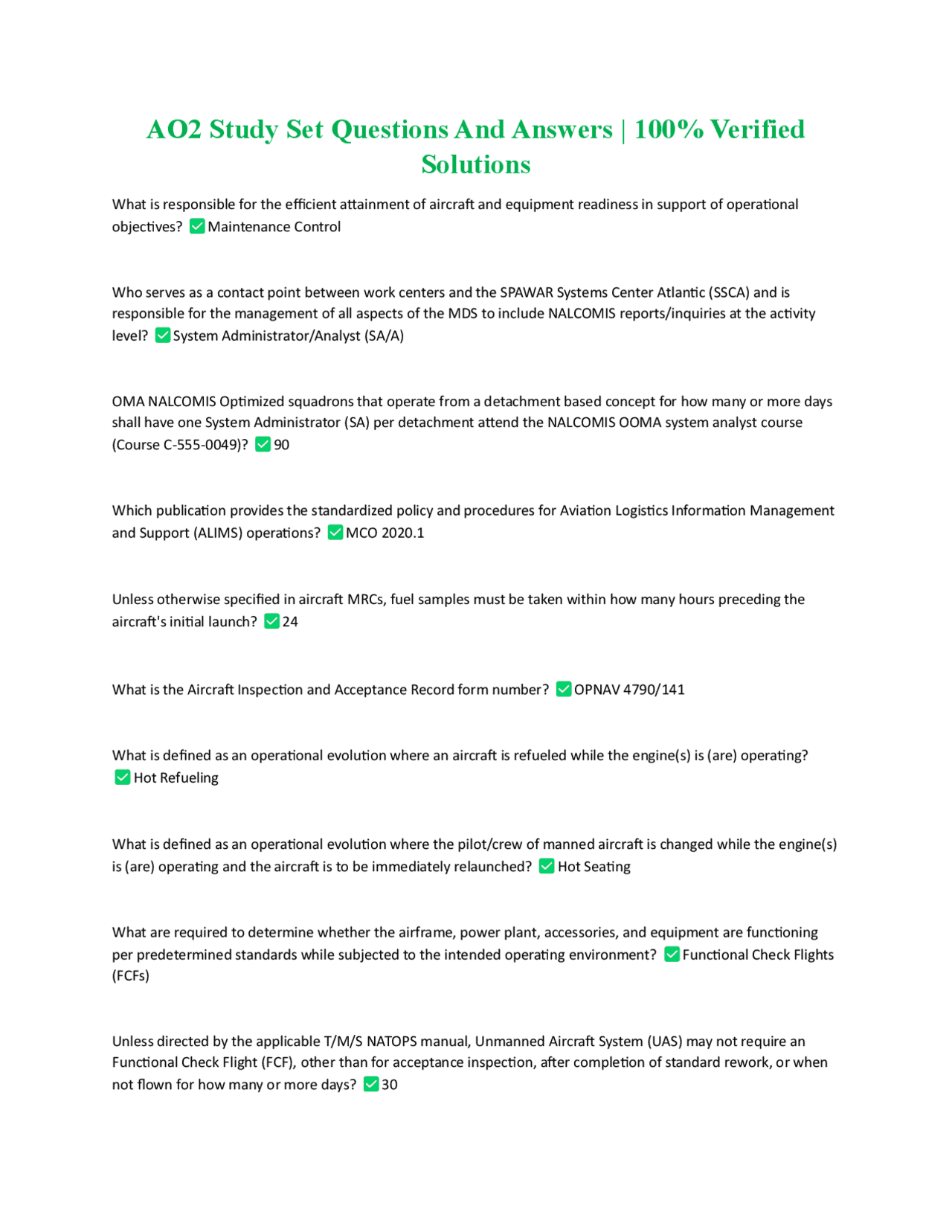 Mis Ao2 Form AO2 Study Set Questions And Answers | 100% Verified Solutions | Exams ...
