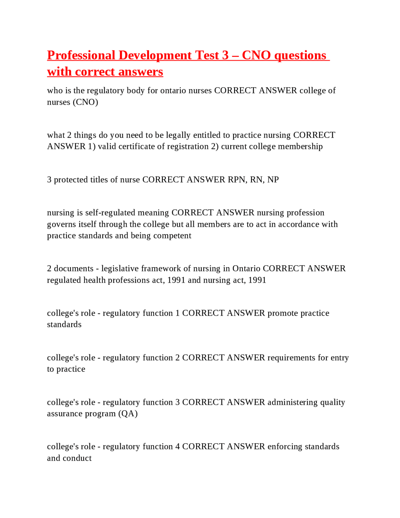 Professional Development Test 3 – CNO questions with correct answers ...