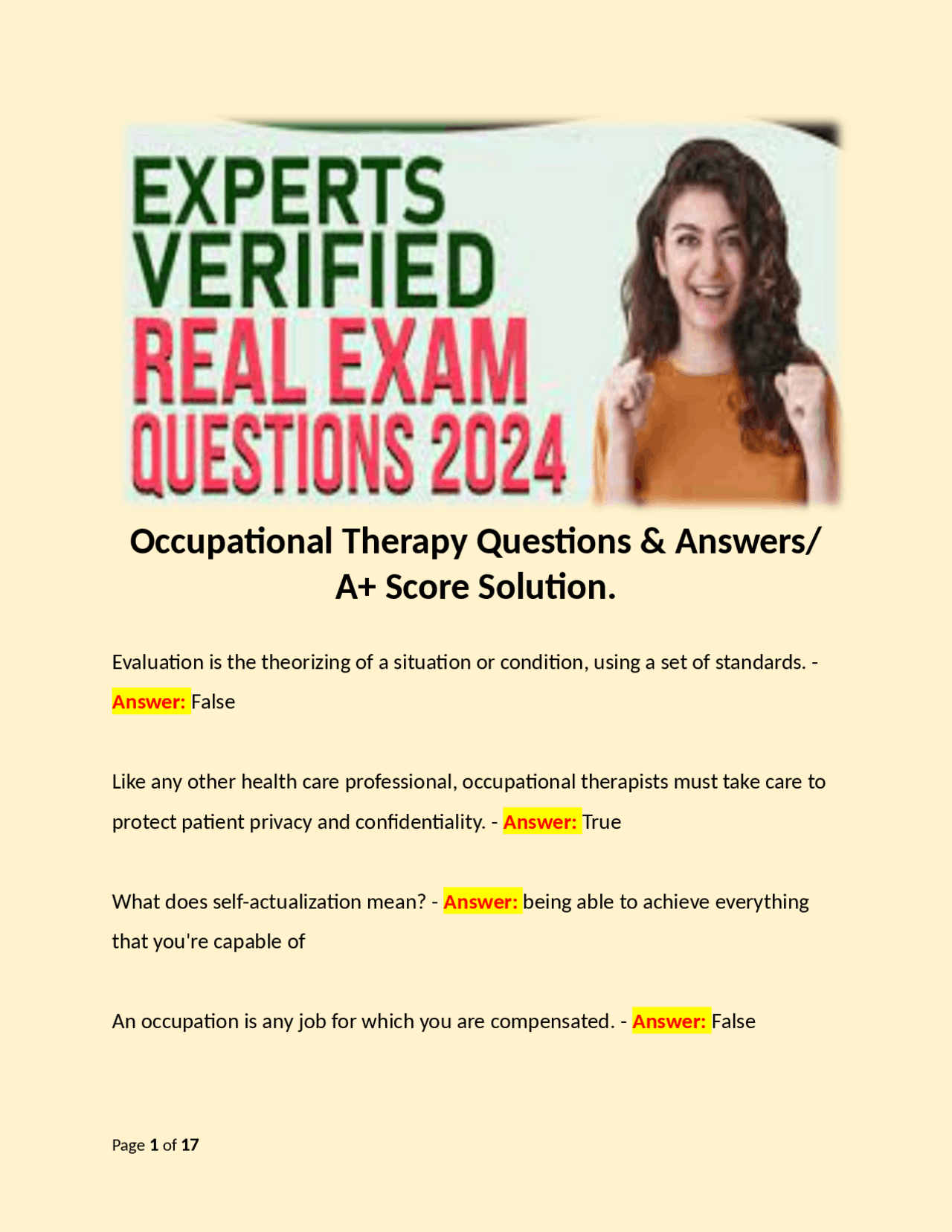 Ot Questions Occupational Therapy: Questions and Answers for Students | Exams ...