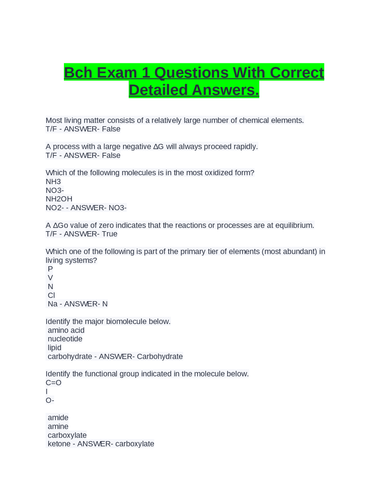 Bch Exam 1 Questions With Correct Detailed Answers. | Exams Advanced ...