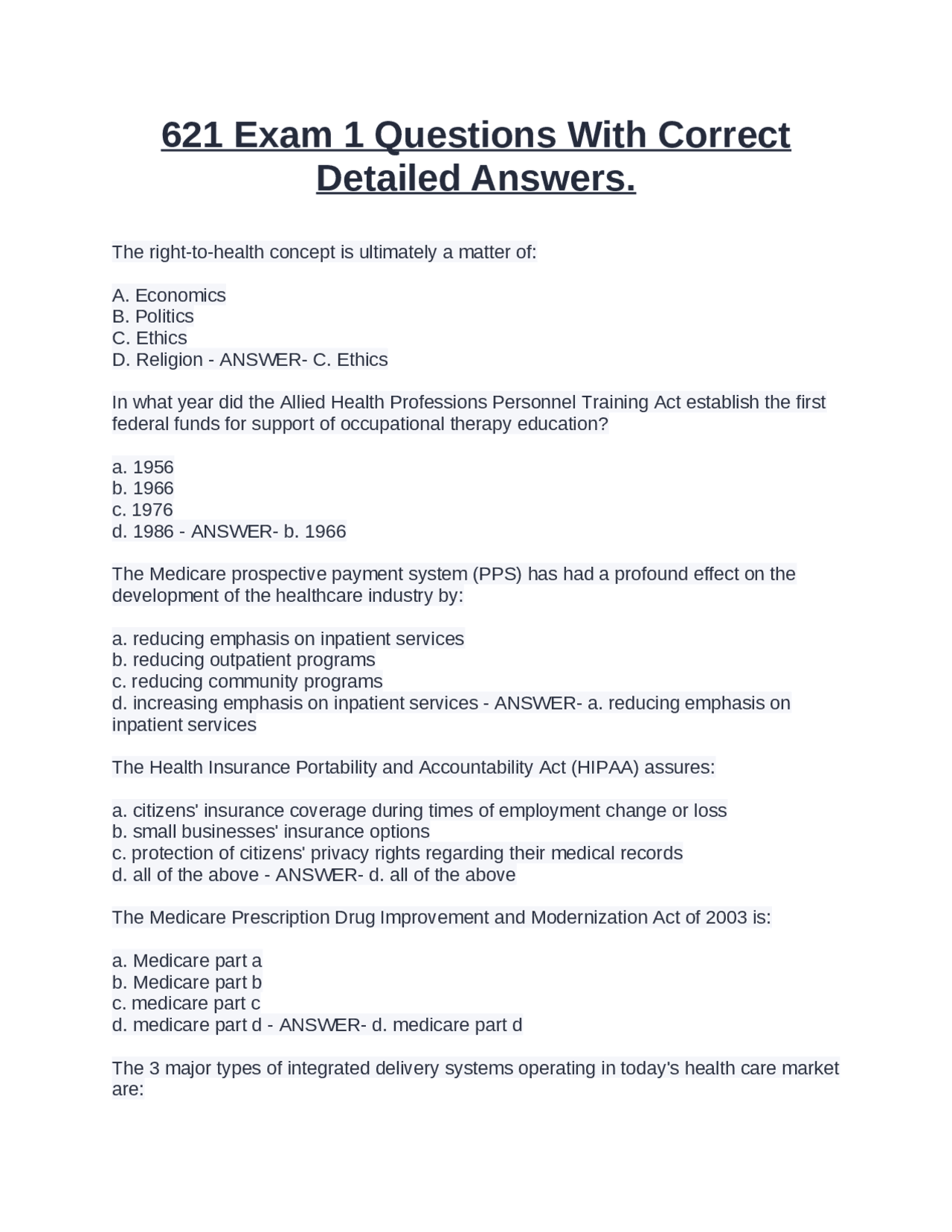 621 Exam 1 Questions With Correct Detailed Answers. | Exams Advanced ...