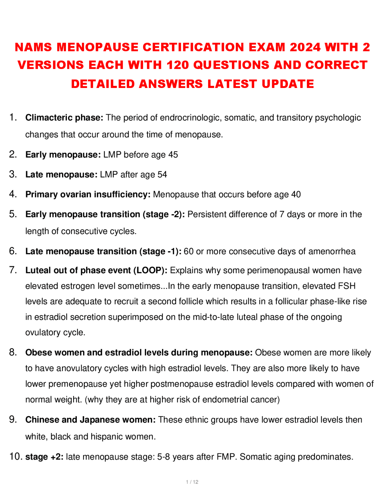 NAMS Menopause Certification Exam 2024: A Comprehensive Study Guide ...