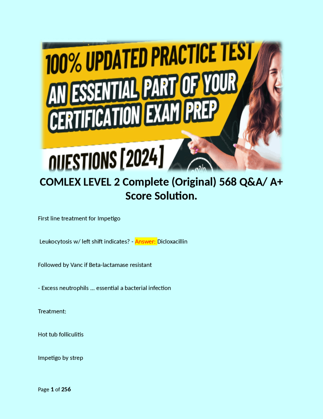 COMLEX LEVEL 2 Complete (Original) 568 Q&A/ A+ Score Solution. | Exams ...