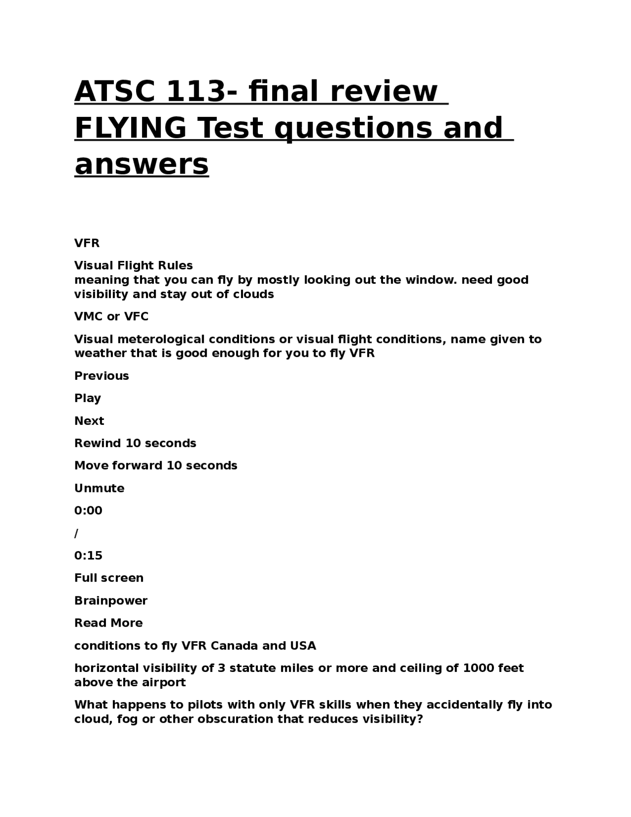 ATSC 113- final review FLYING Test questions and answers.docx | Exams ...
