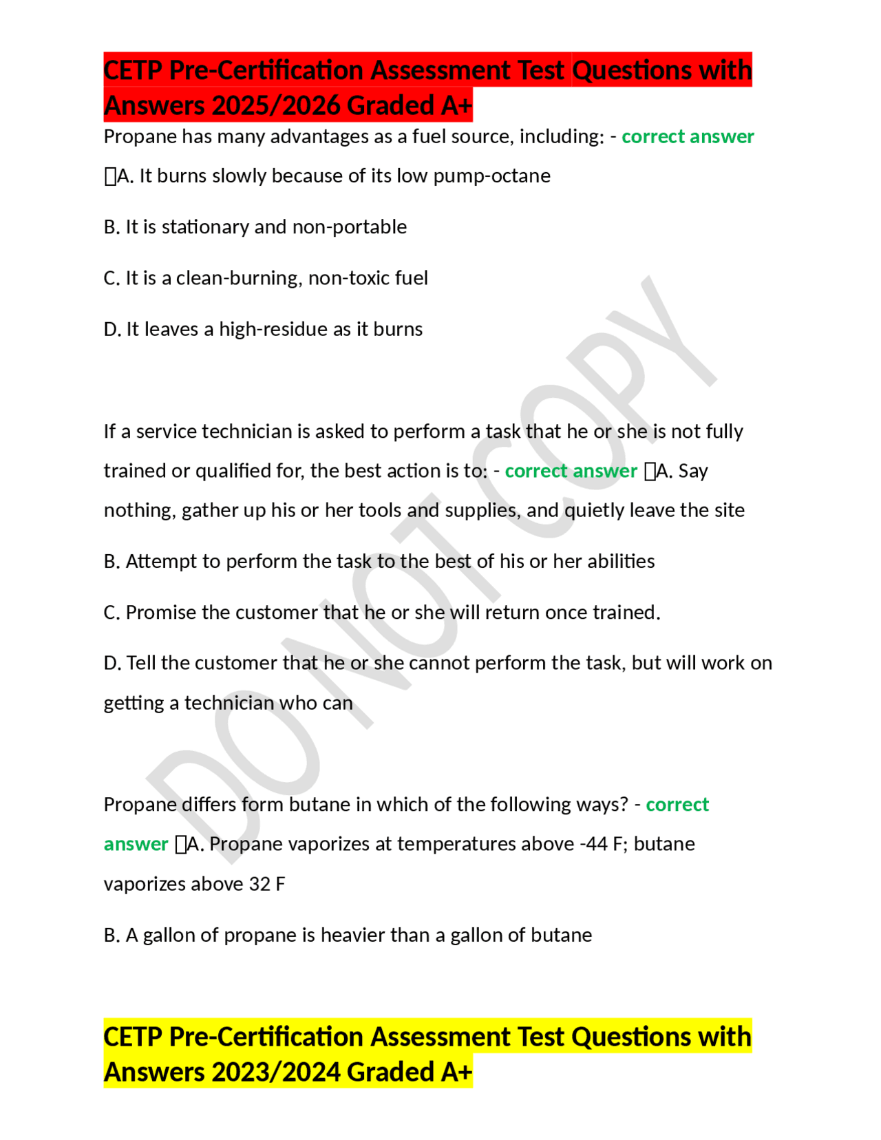 CETP Pre-Certification Assessment Test Questions with Answers 2025/2026 Graded A+ | Exams ...