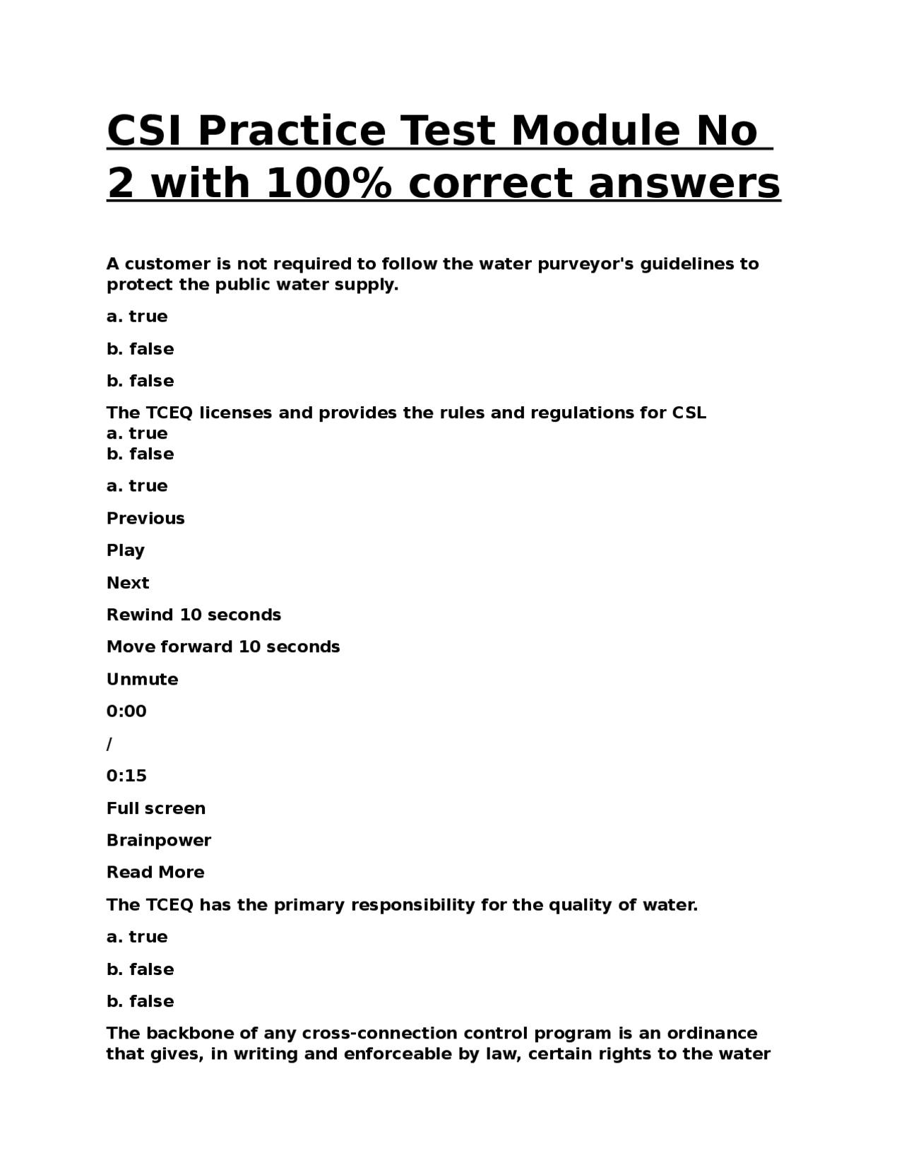 CSI Practice Test Module No 2 with 100% Correct Answers | Exams Biology ...