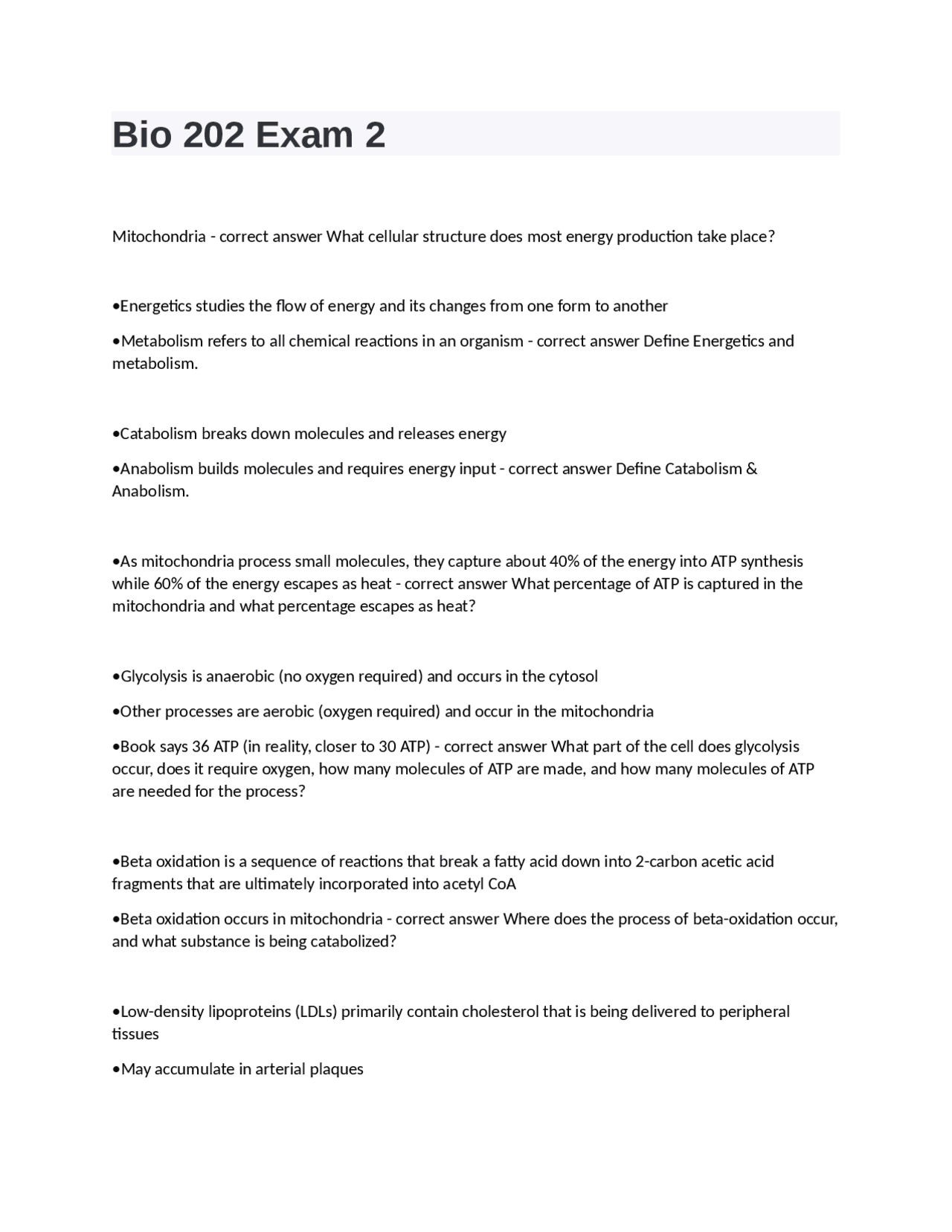 Bio 202 Exam 2- Question and answers already passed | Exams Biology ...