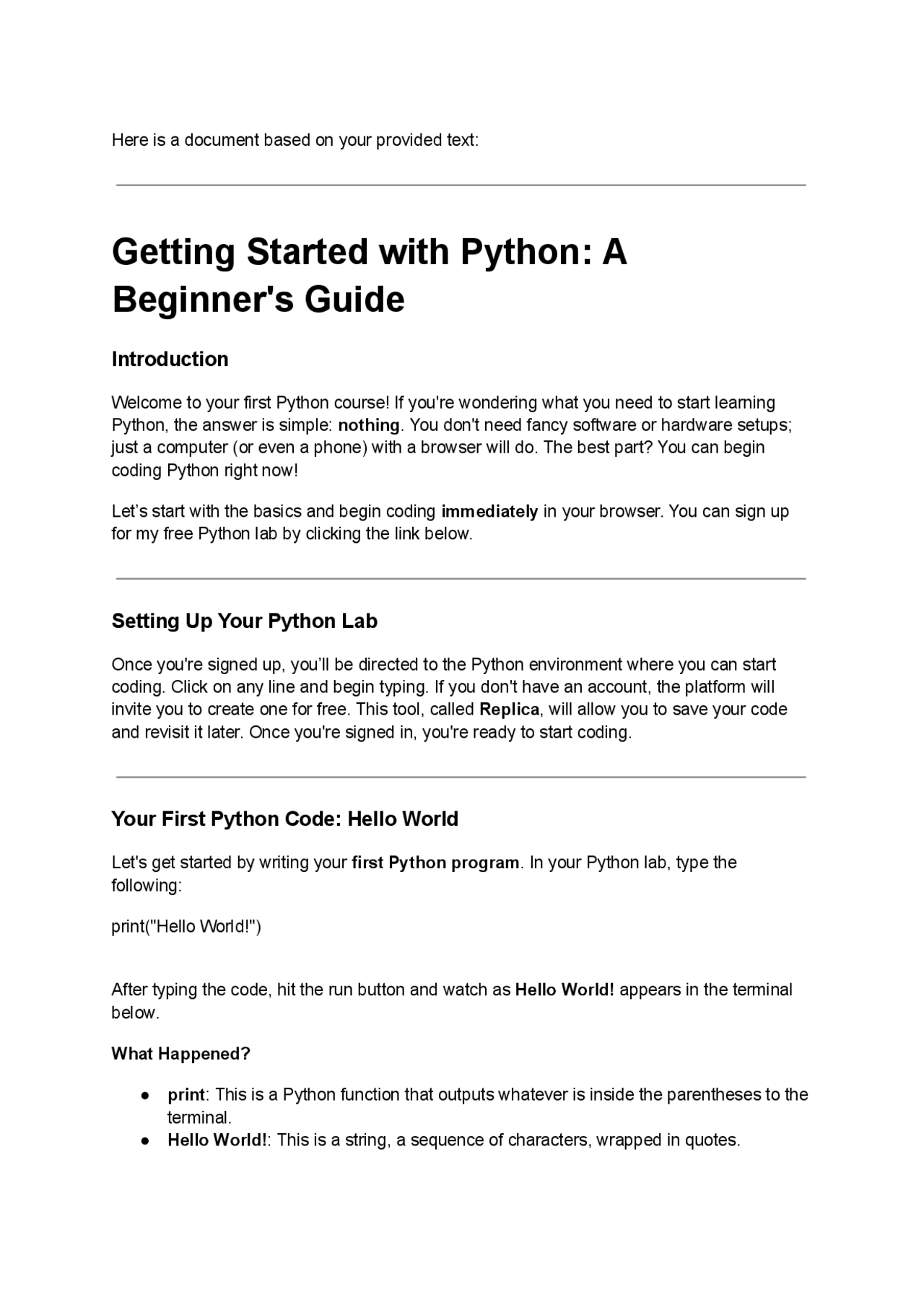 Getting Started with Python: A Beginner's Guide | Study notes Computer ...