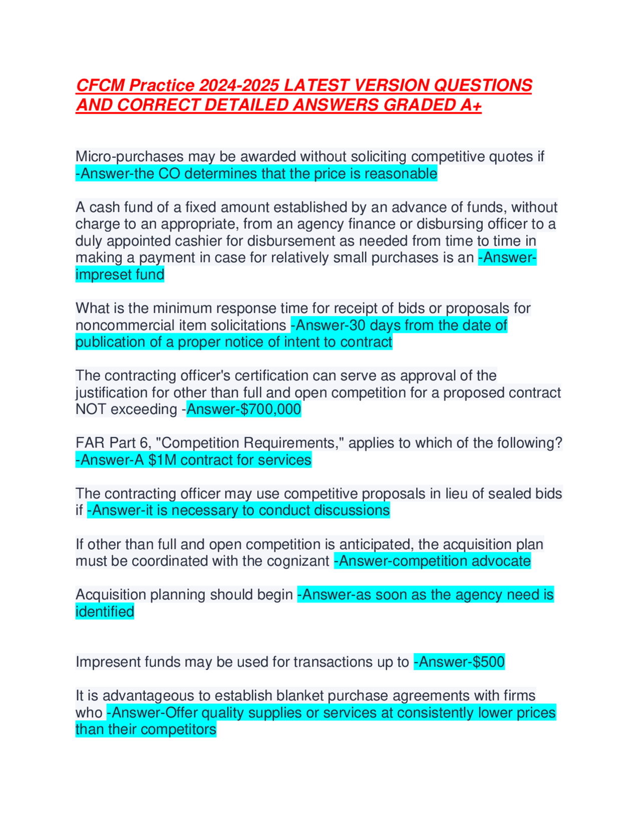 CFCM Practice Questions and Answers: 2024-2025 Edition | Exams Public ...