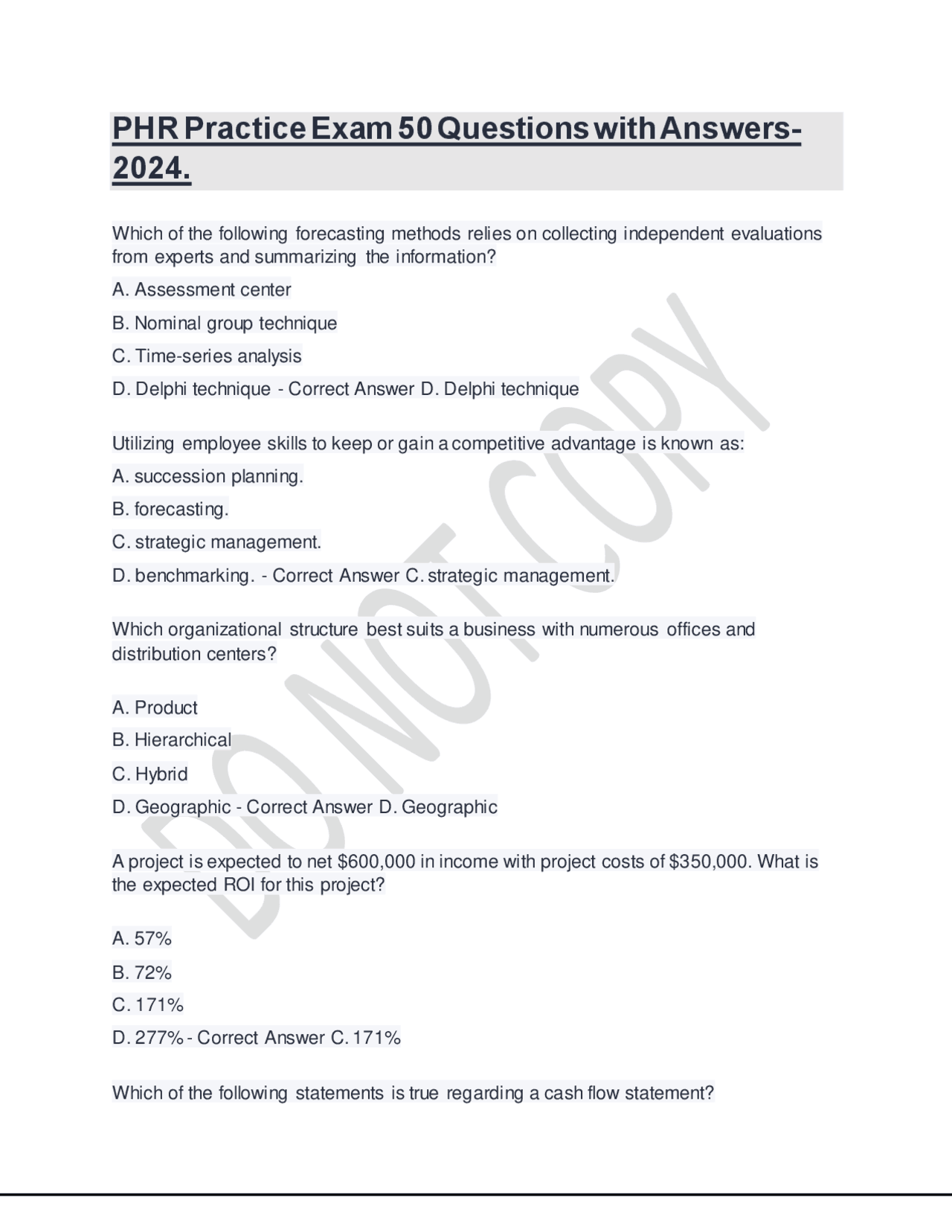 Phr Example Questions PHR Practice Exam: 50 Questions with Answers (2024) | Exams Laboratory ...