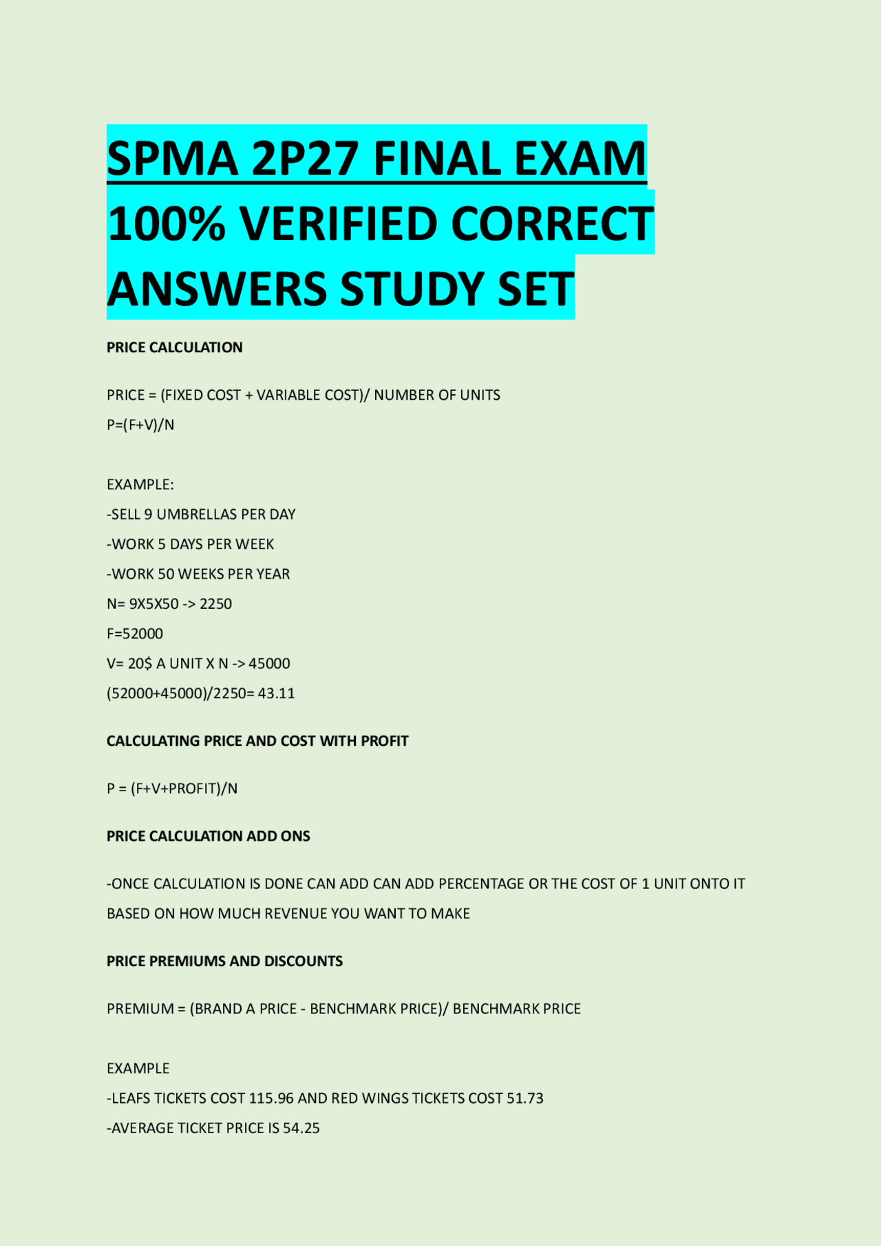 SPMA 2P27 FINAL EXAM 100% VERIFIED CORRECT ANSWERS STUDY SET | Exams ...
