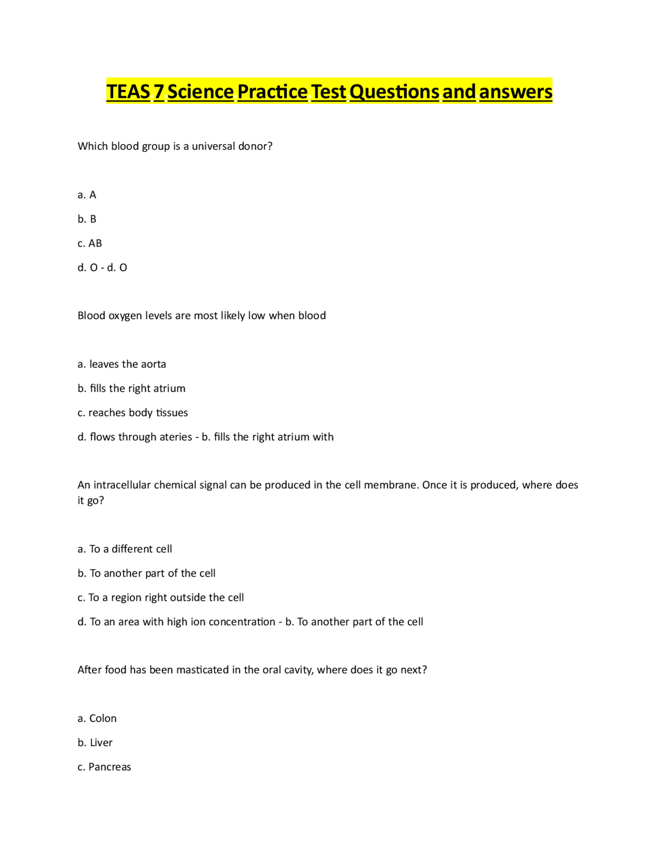 TEAS Science Practice Test Questions and Answers | Exams Advanced ...