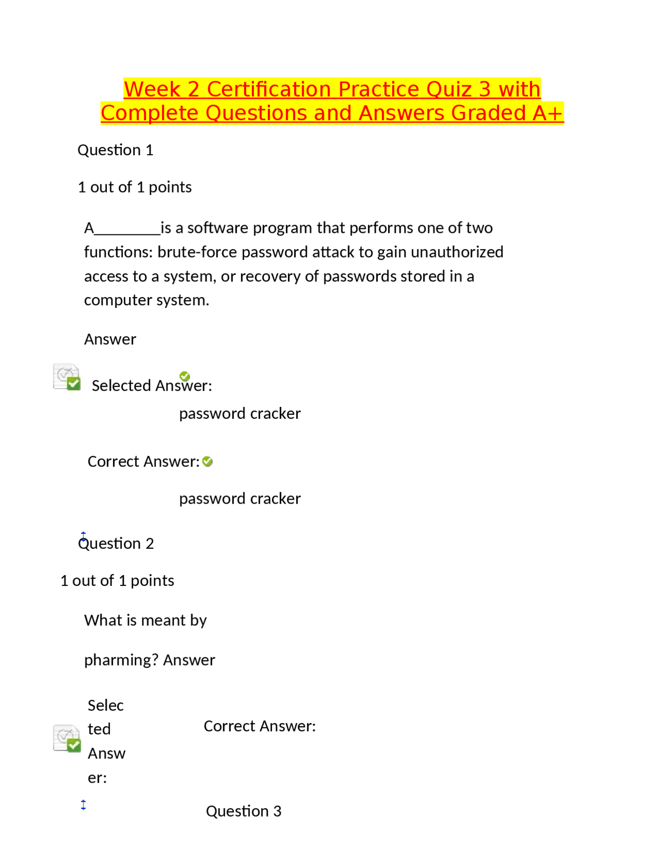 Cybersecurity Fundamentals: Week 2 Certification Practice Quiz | Exams ...