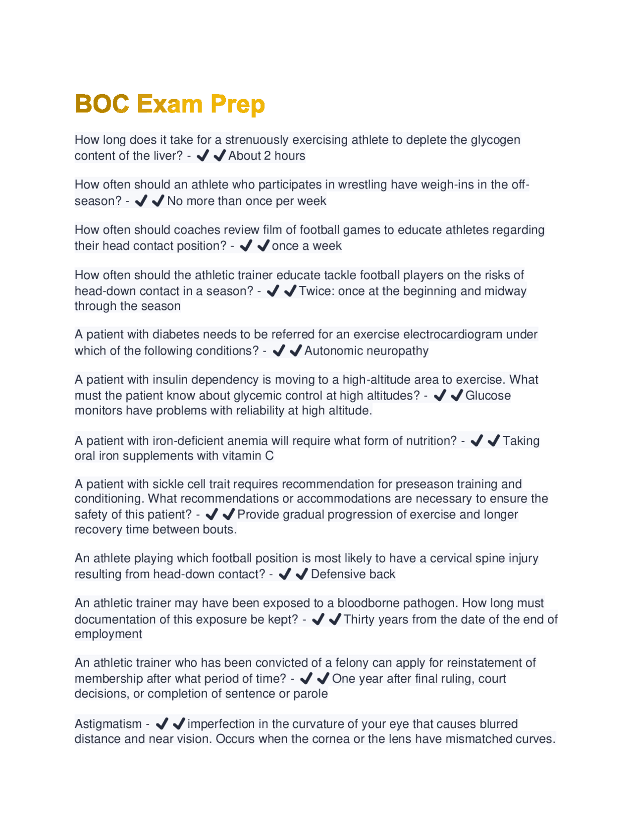 BOC Exam Prep Questions And Answers Rated A+ New Update Assured ...