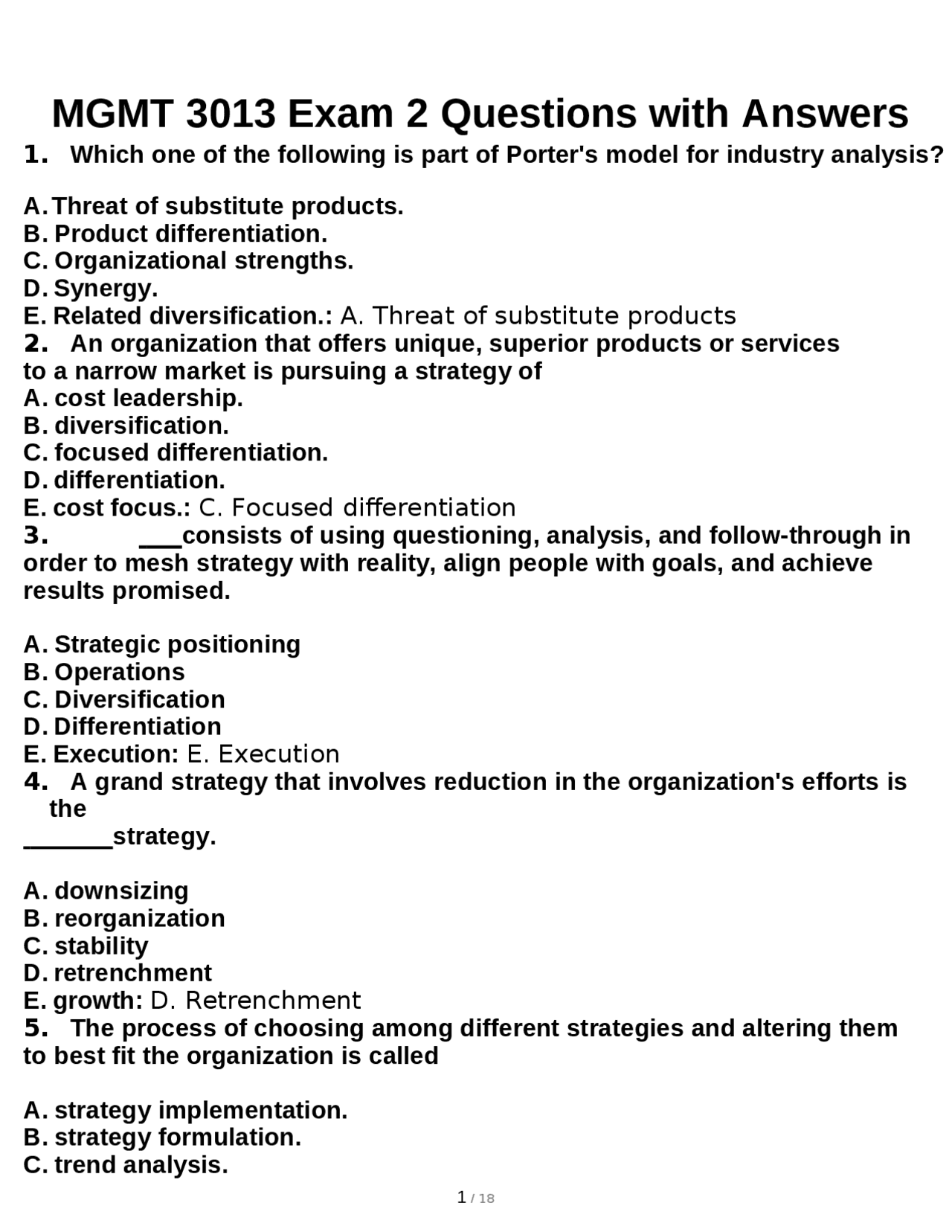 MGMT 3013 Exam 2 Questions with Answers | Exams Industrial management ...
