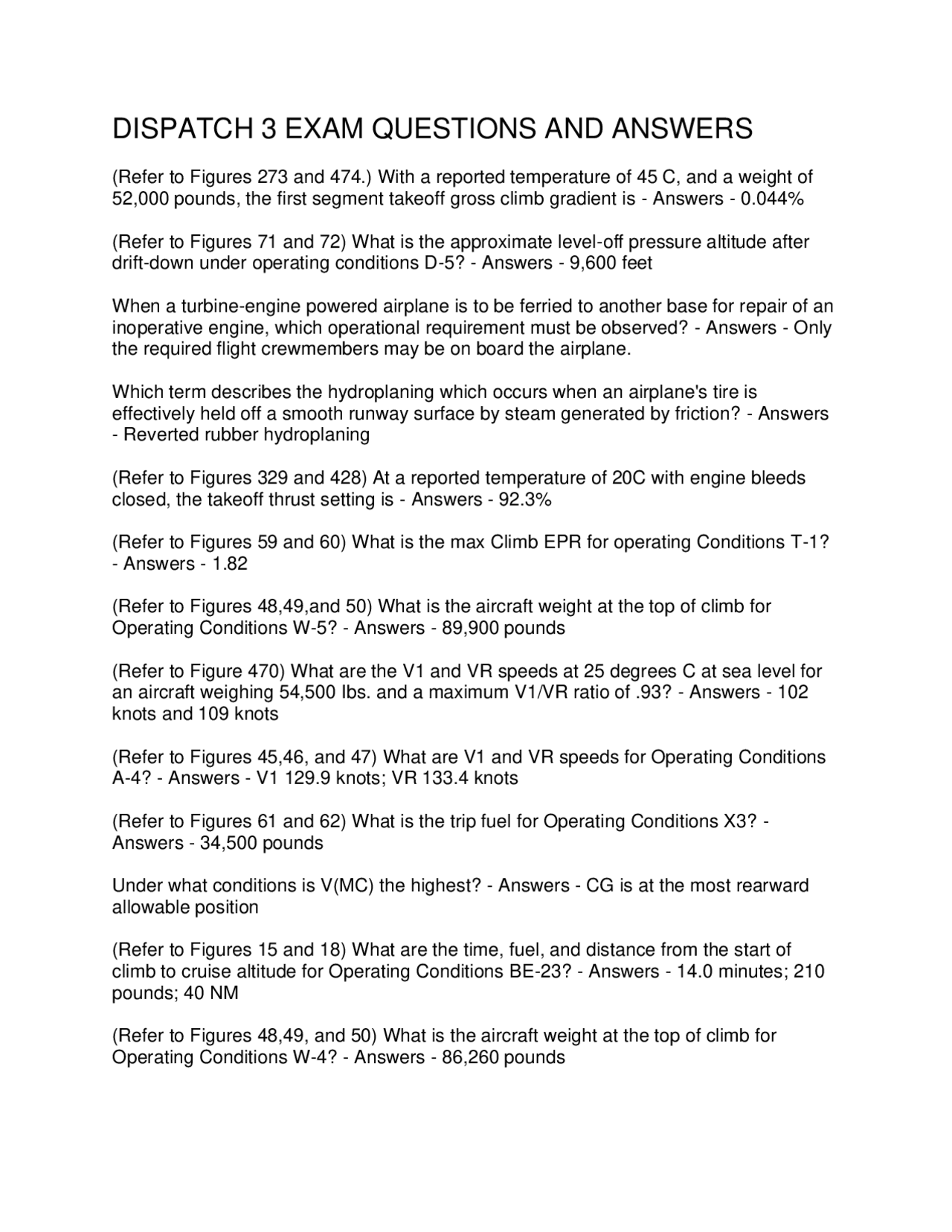 Aircraft Performance and Operations Exam Questions and Answers | Exams ...